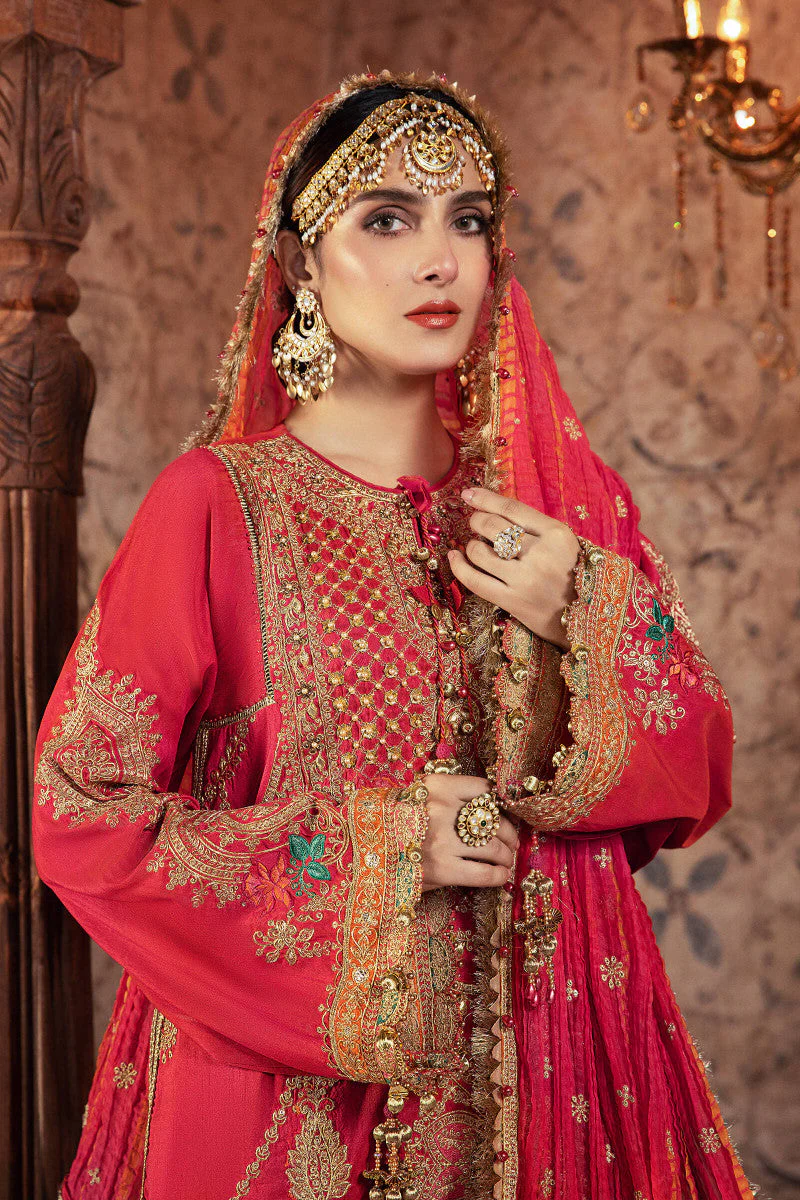 Unstitched MBROIDERED - Aqua and Salmon pink  (BD-2302) - Image 2