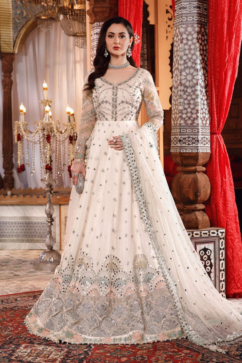 Unstitched MBROIDERED - Pearl White and Peachy Silver (BD-2502) - Image 4