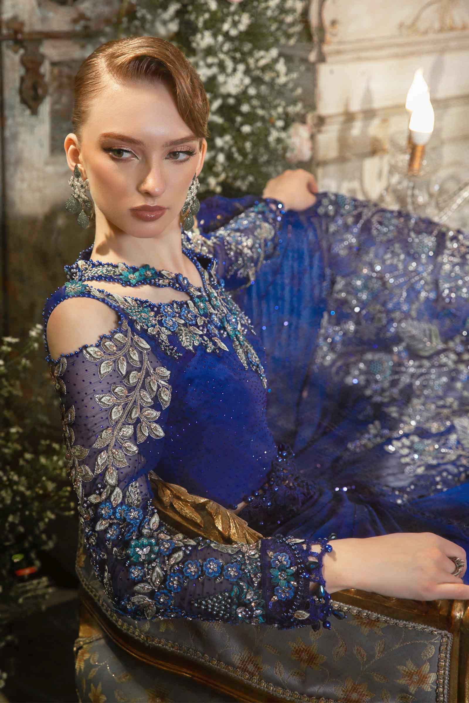 Unstitched Mbroidered | Cobalt Blue BD-2704 - Image 5
