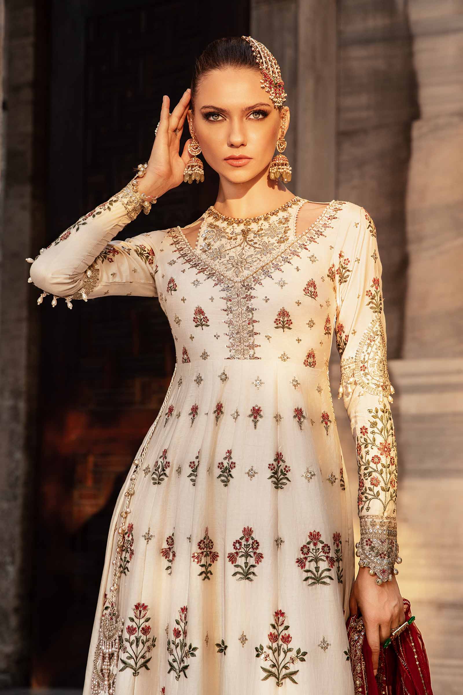 Unstitched Embroidered Cotton Satin Suit | CST-801 - Image 4