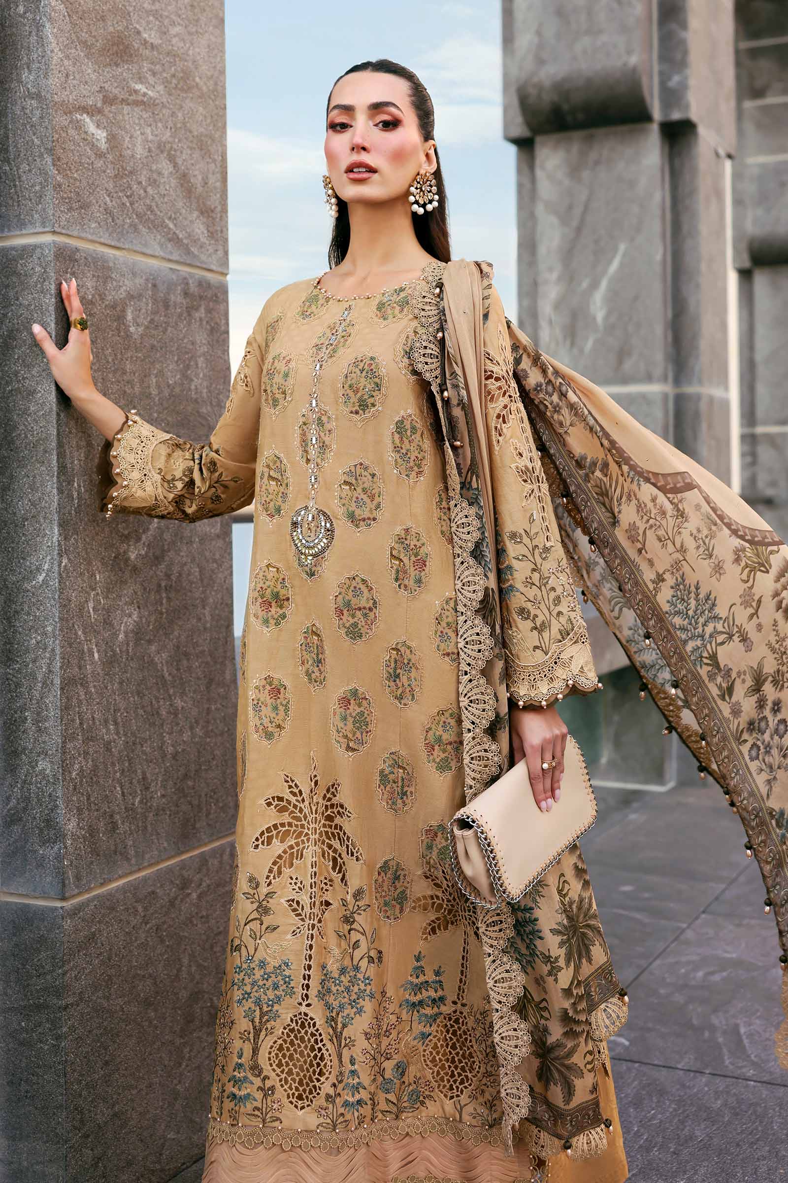 3 Piece Unstitched Embroidered Jacquard Lawn Suit - Image 2