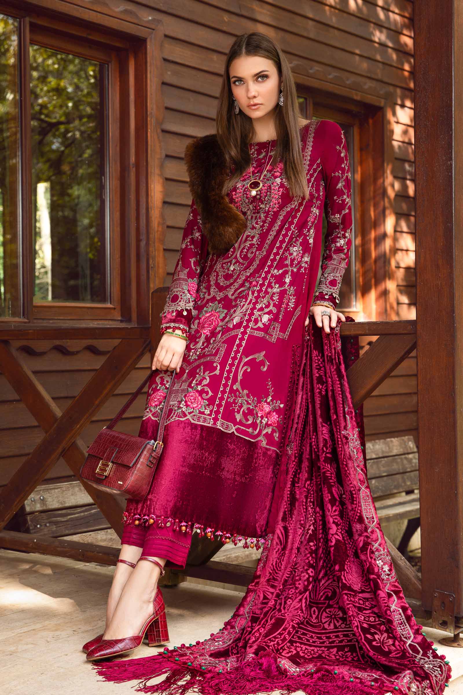 Unstitched Linen | Deep Pink DL-1112 - Image 7