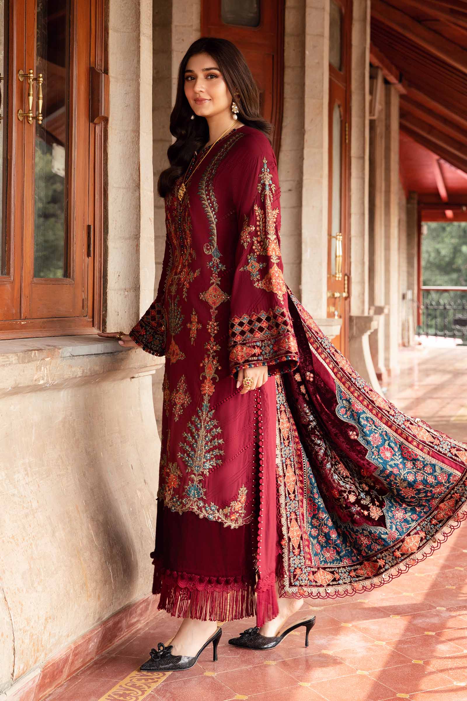 3 Piece Unstitched Embroidered Twill Linen Suit | DL-1210 - Image 5