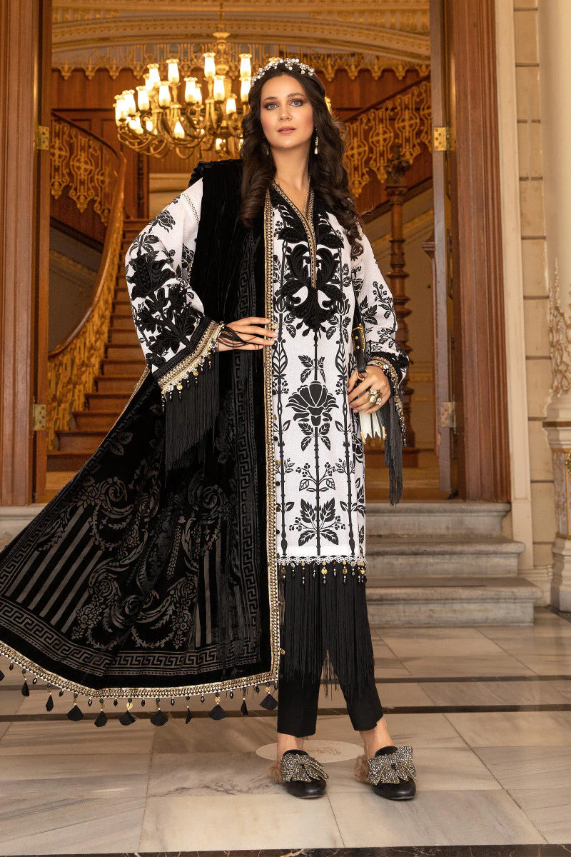 Unstitched Linen DL-902-Black and White - Image 3