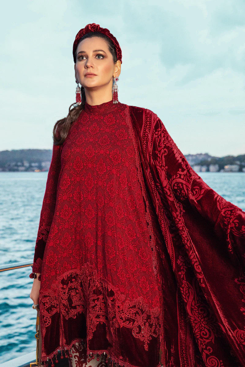 Unstitched Linen DL-903-Maroon - Image 2