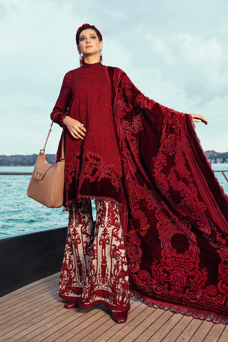 Unstitched Linen DL-903-Maroon - Image 3