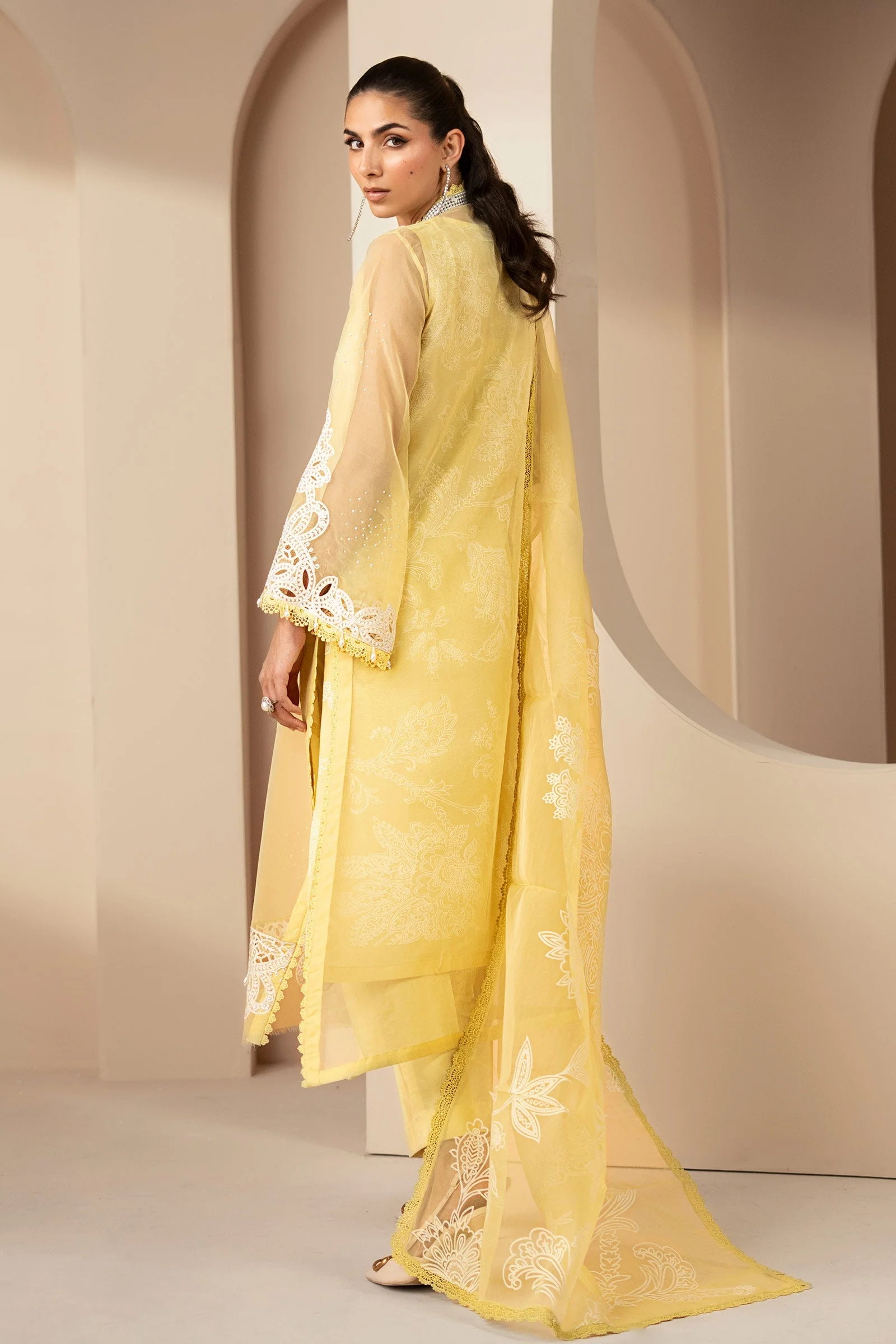 3 Piece Embroidered Organza Suit - Image 4