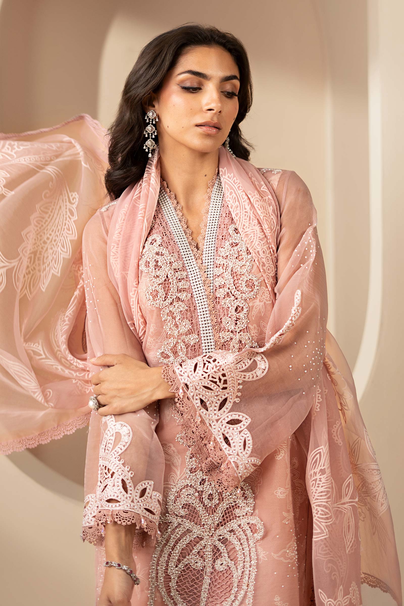 3 Piece Embroidered Organza Suit - Image 3