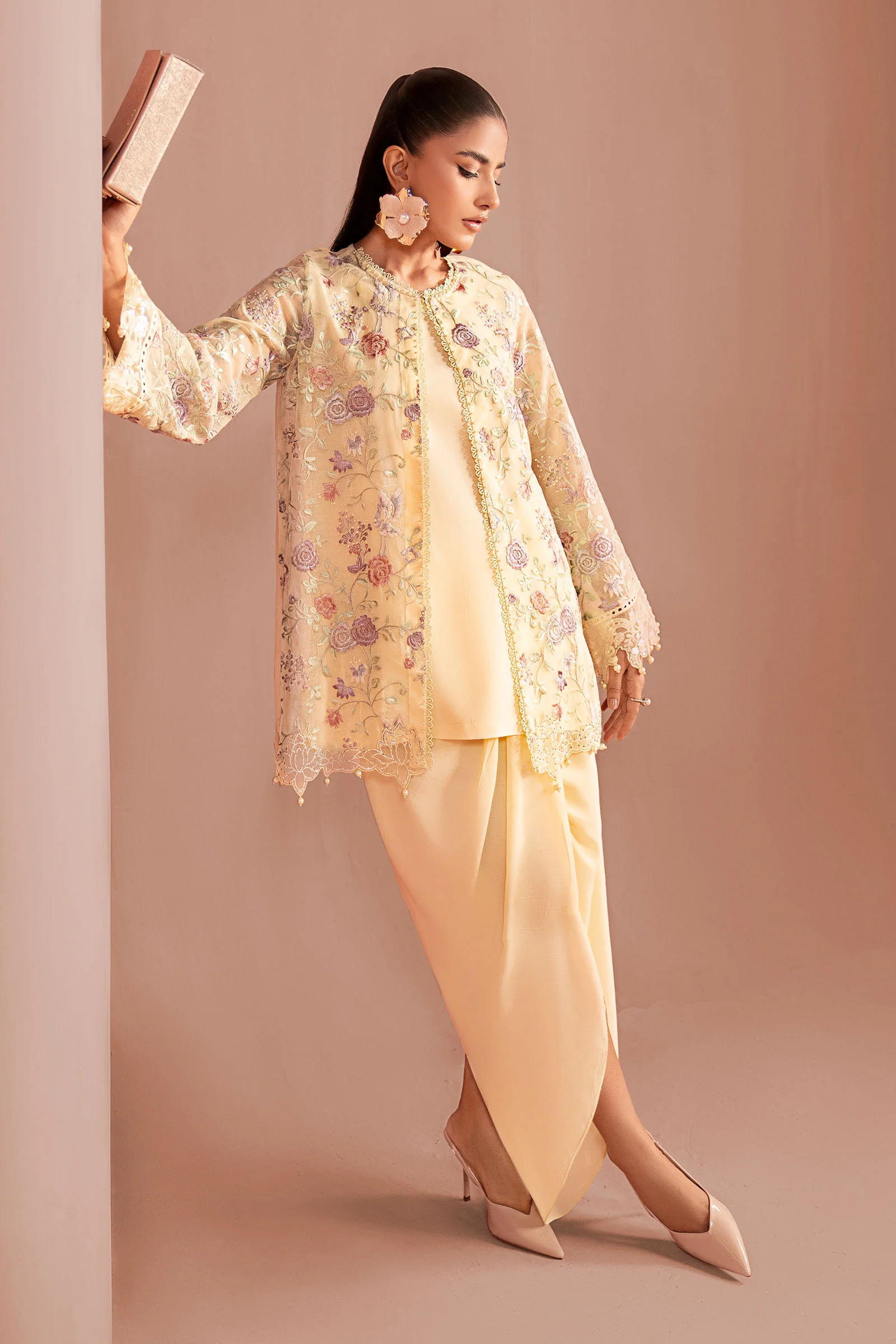 3 Piece Embroidered Cotton Net Suit - Image 7