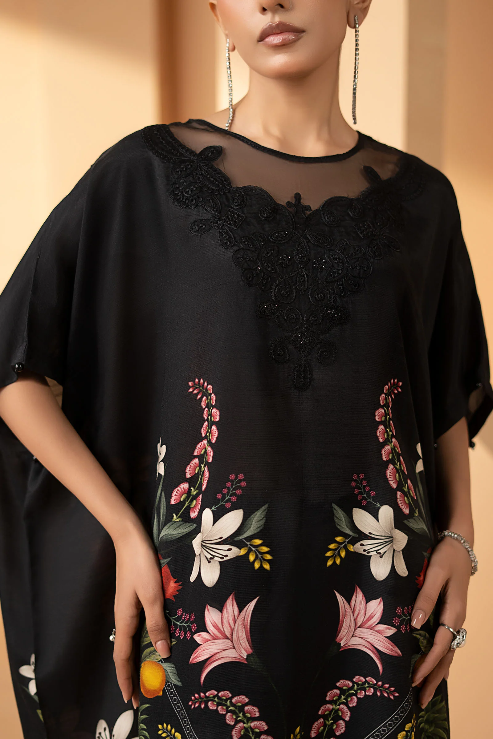 2 Piece Embroidered Raw Silk Suit - Image 3