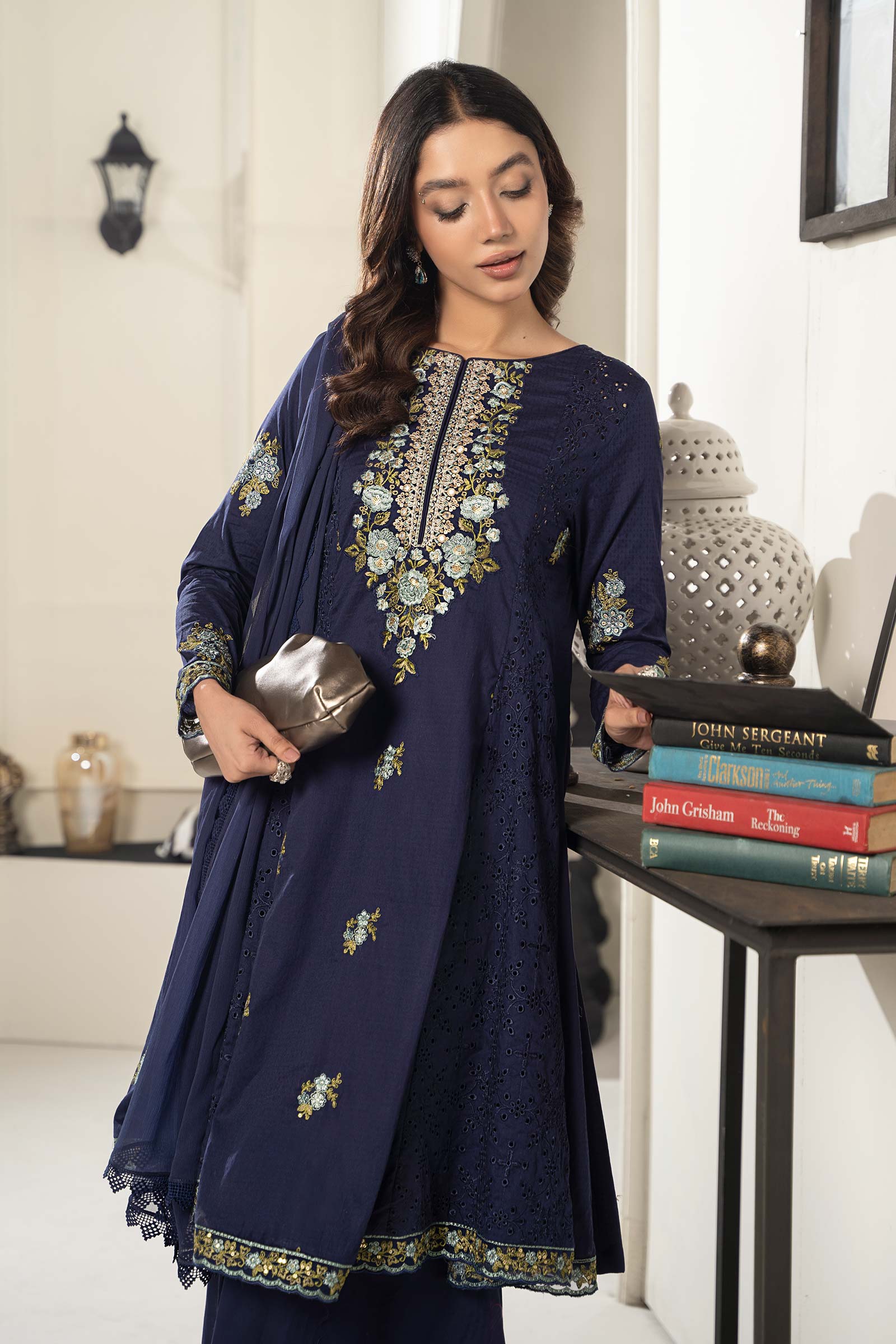 3 Piece Embroidered Dobby Suit - Image 3