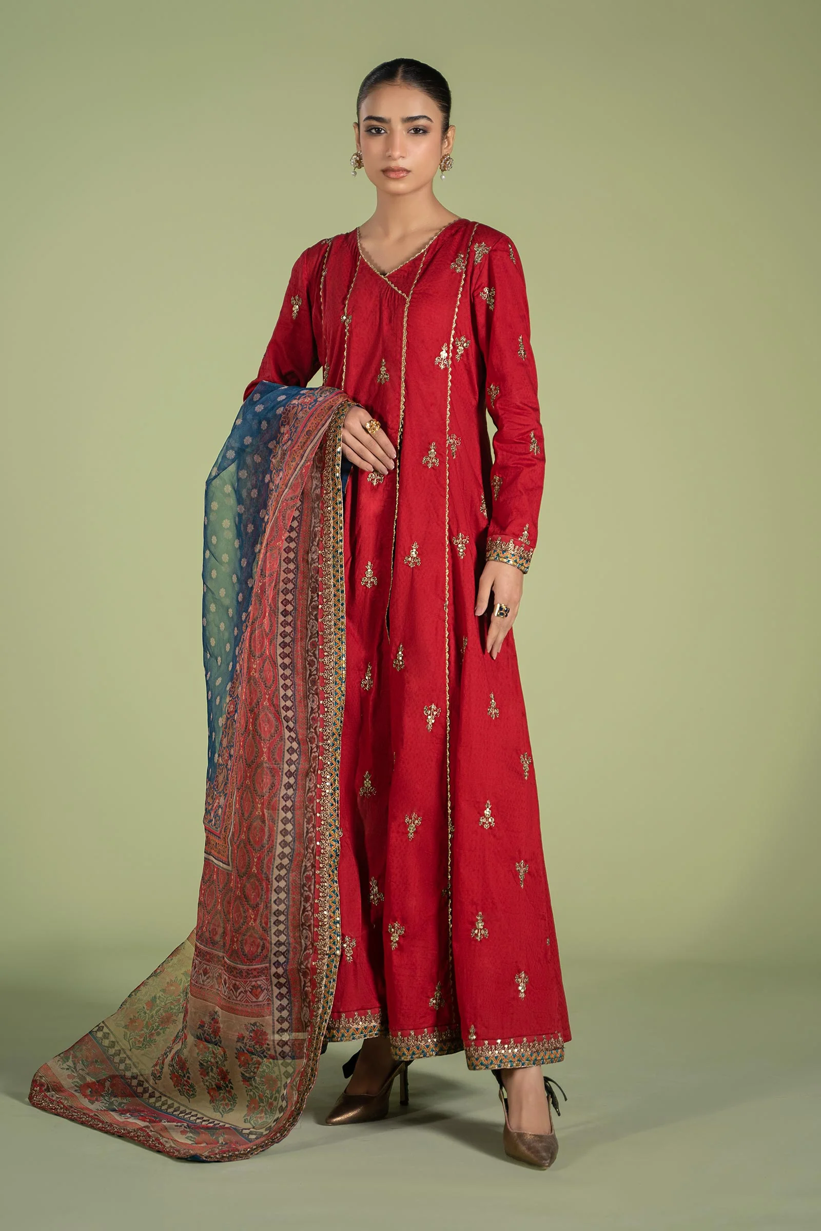 3 Piece Embroidered Dobby Suit