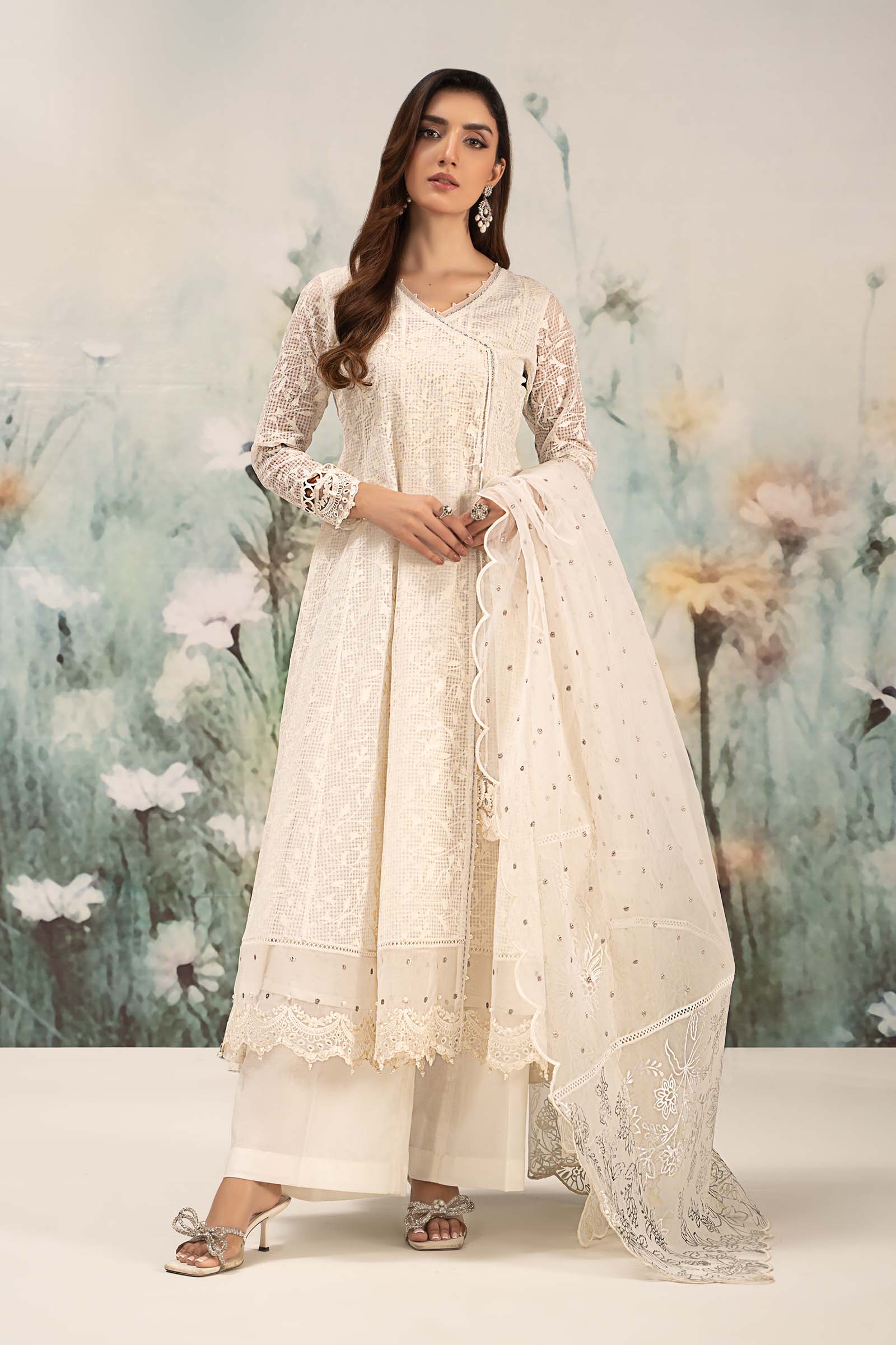 3 Piece Embroidered Organza Suit