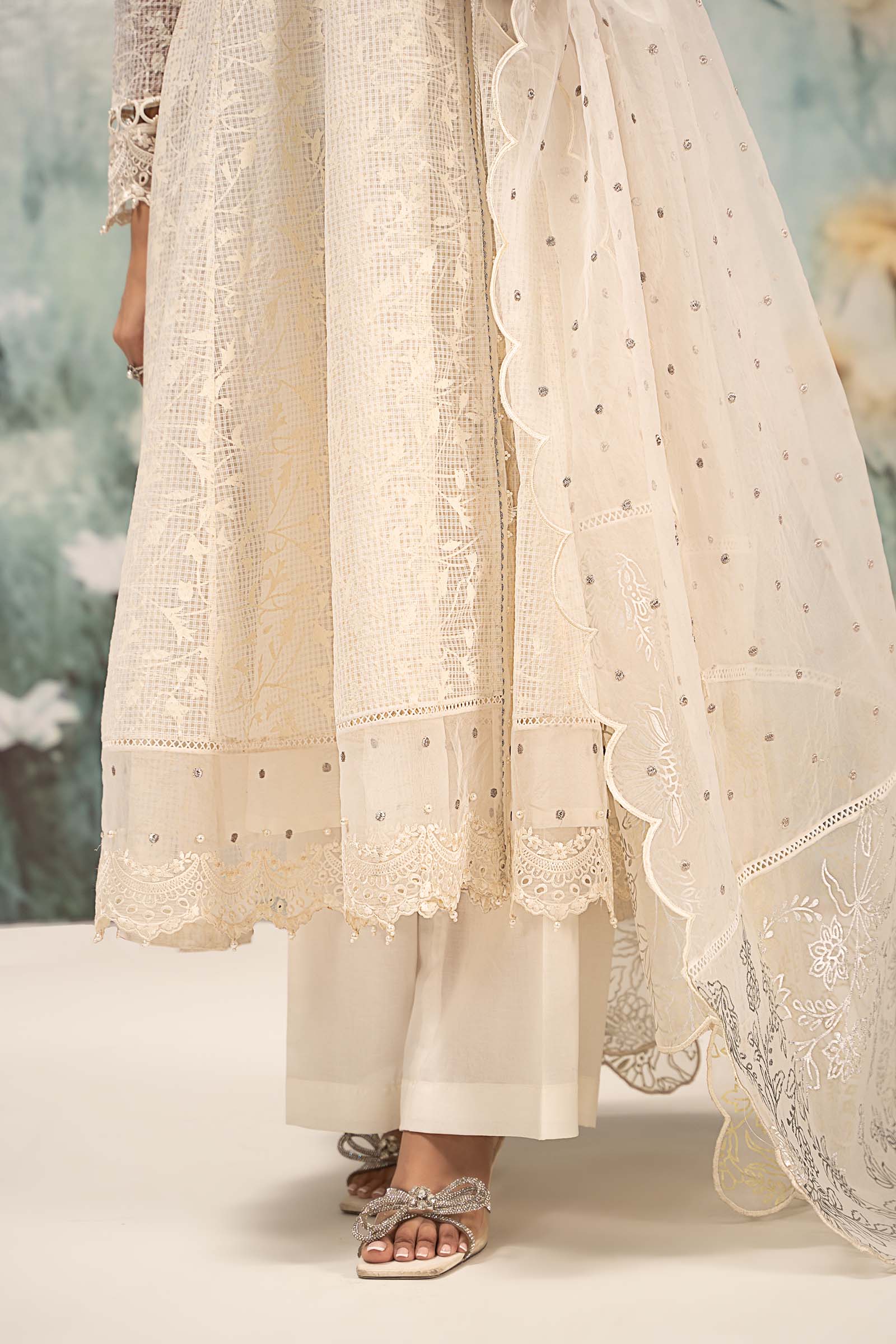 3 Piece Embroidered Organza Suit - Image 4