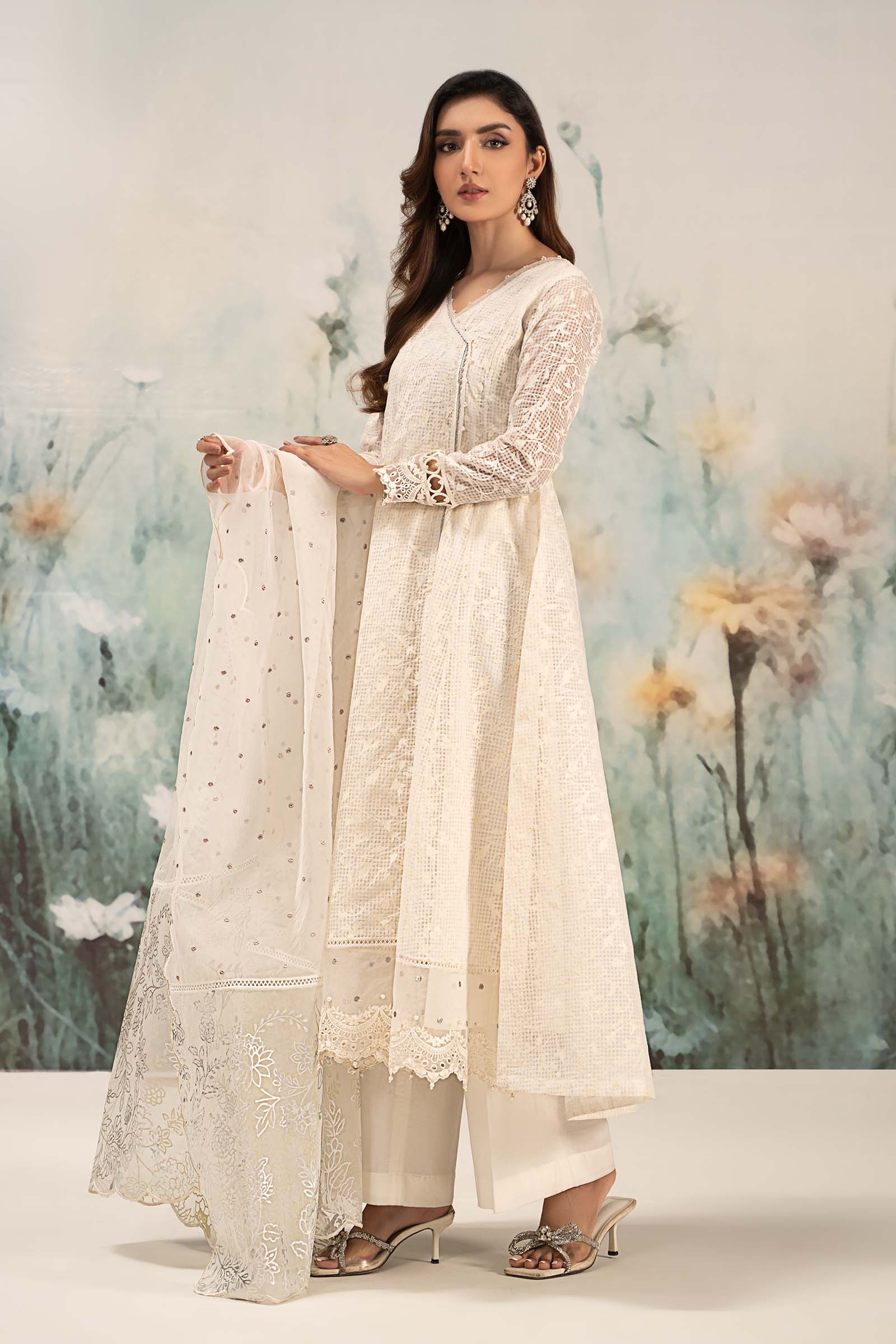 3 Piece Embroidered Organza Suit - Image 6