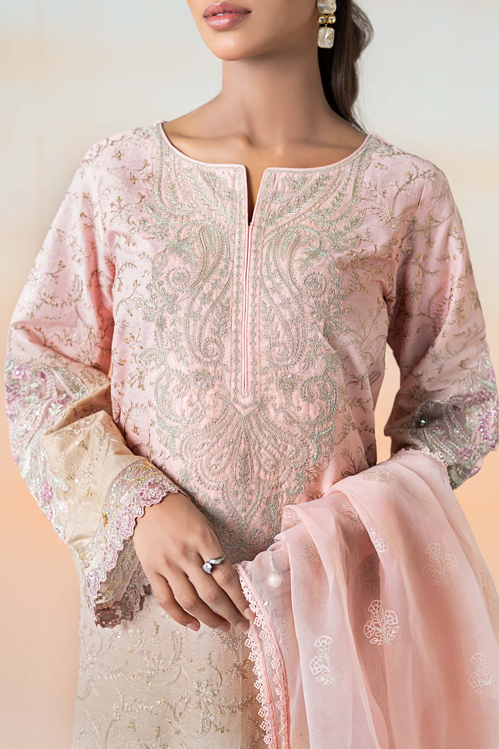 3 Piece Embroidered Self Jacquard Lawn Suit - Image 3