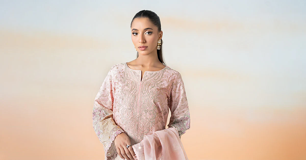 3 Piece Embroidered Self Jacquard Lawn Suit - Image 7