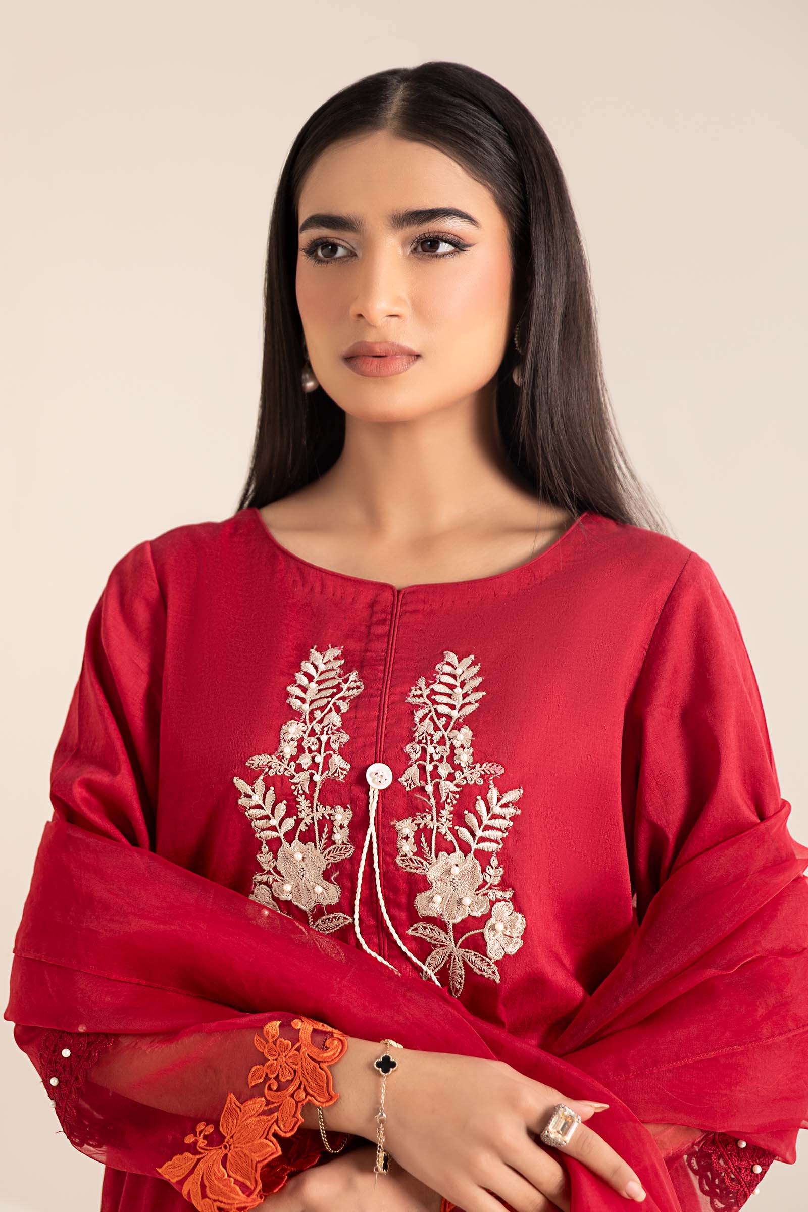 3 Piece Embroidered Self Jacquard Lawn Suit - Image 4