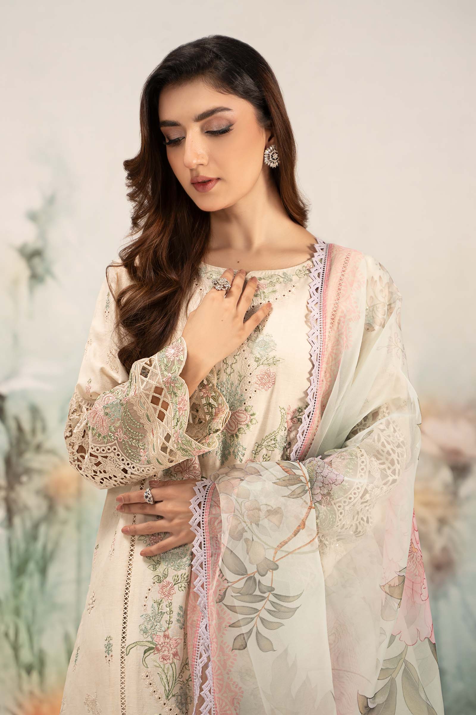 3 Piece Embroidered Self Jacquard Lawn Suit - Image 9