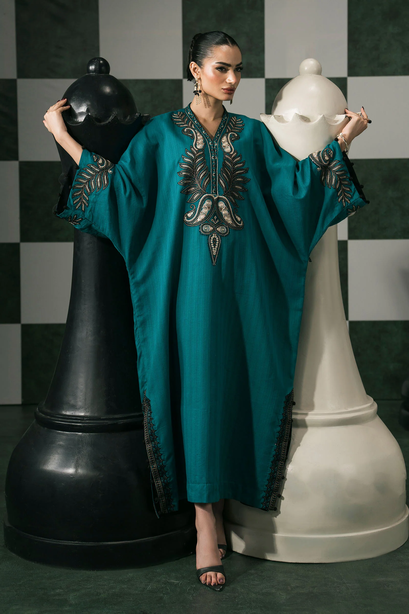 2 Piece Embroidered Striped Cotton Suit - Image 5