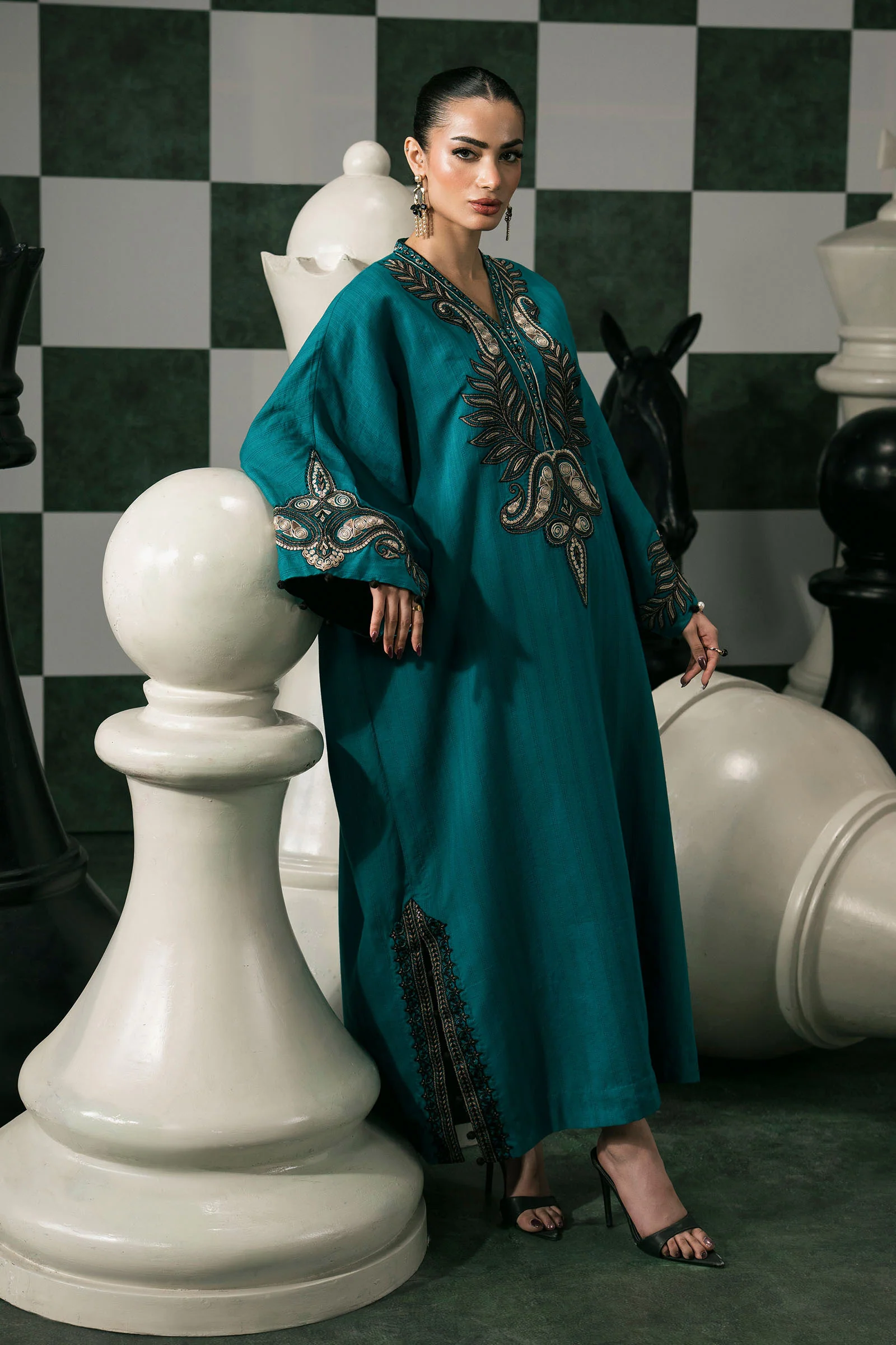 2 Piece Embroidered Striped Cotton Suit - Image 6