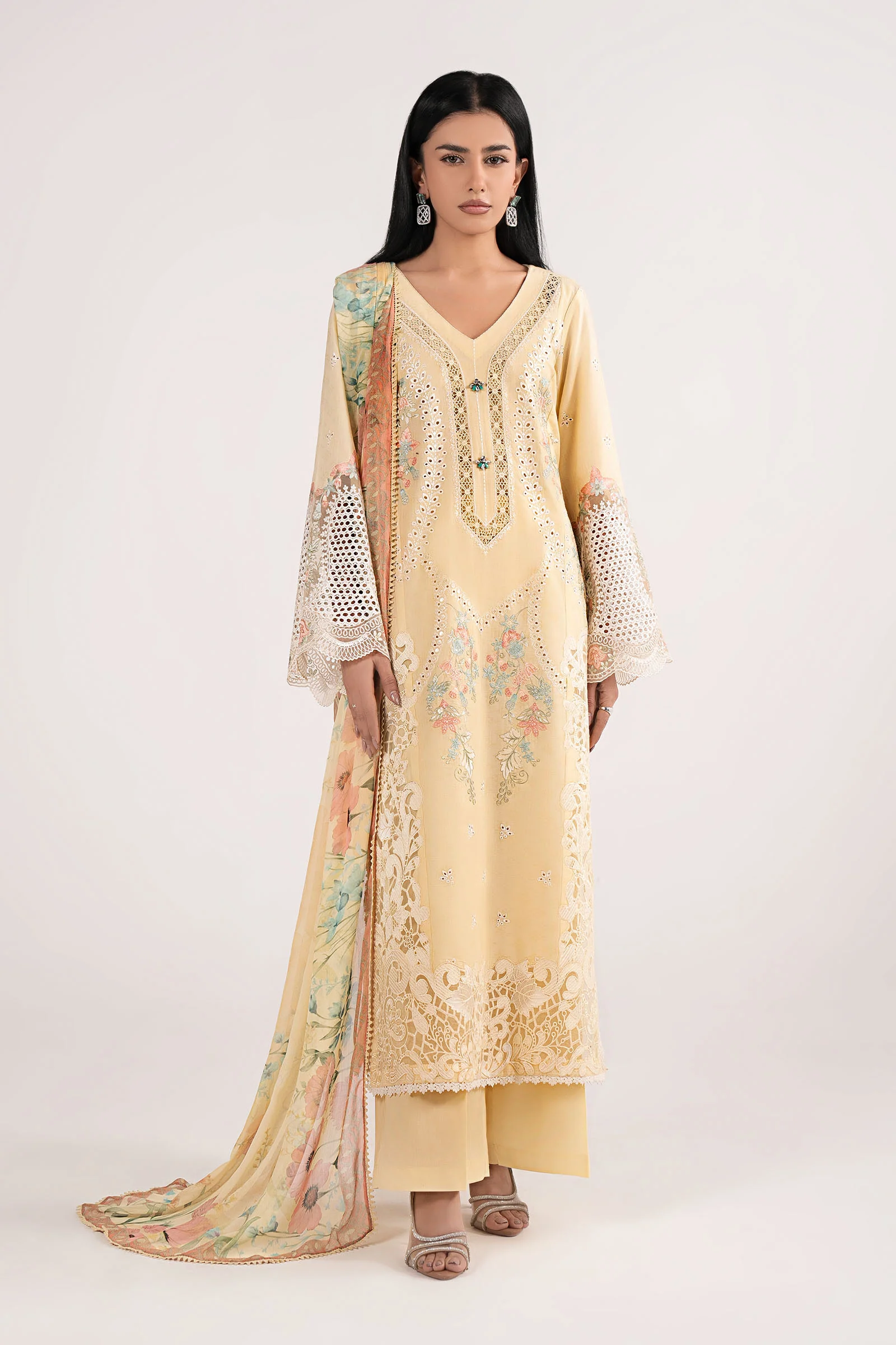 3 Piece Embroidered Dobby Lawn Suit - Image 2