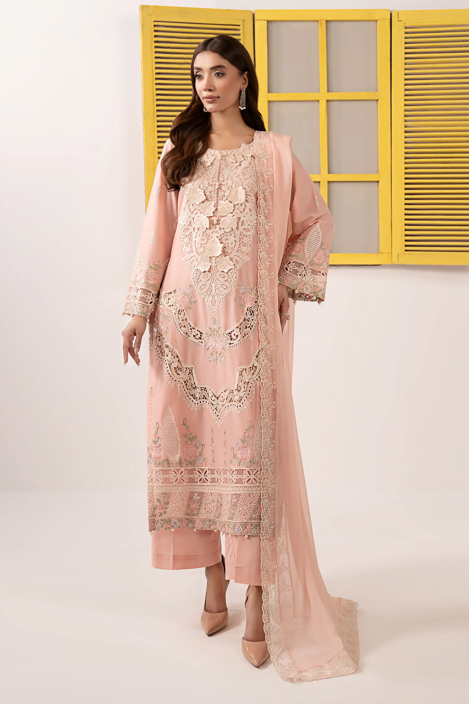 3 Piece Embroidered Dobby Lawn Suit - Image 2