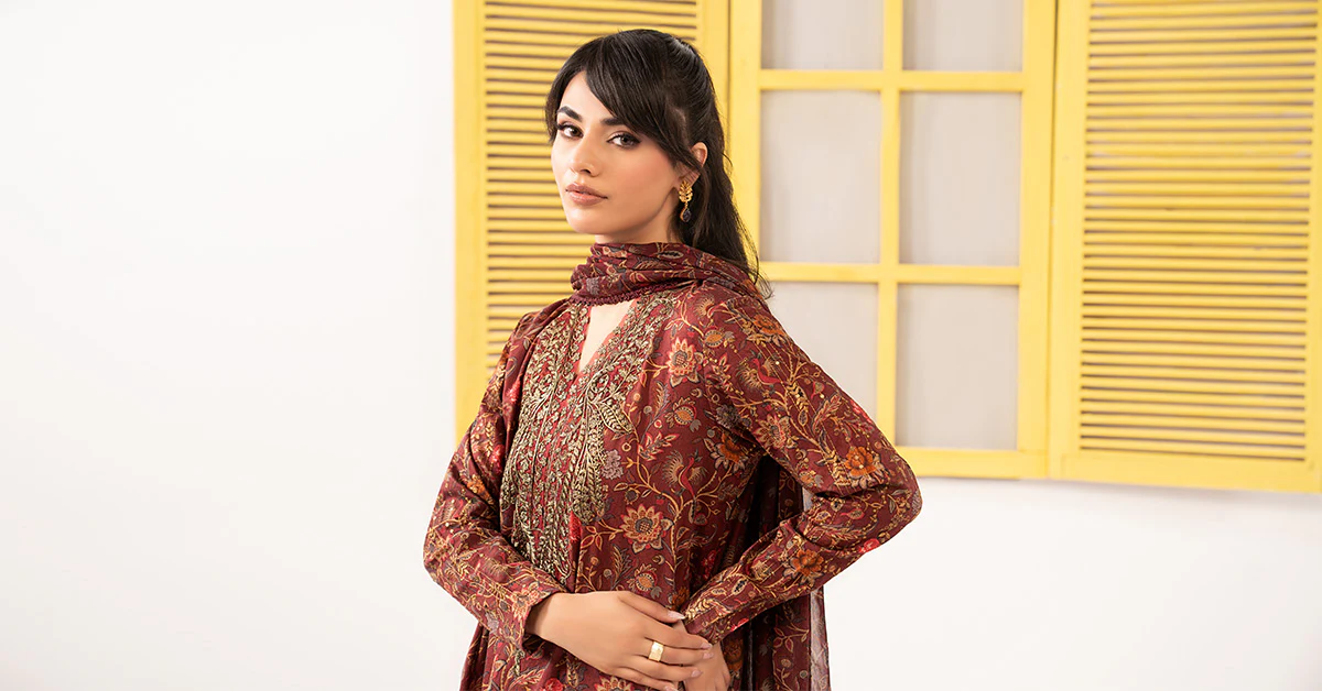 3 Piece Embroidered Dobby Lawn Suit - Image 11