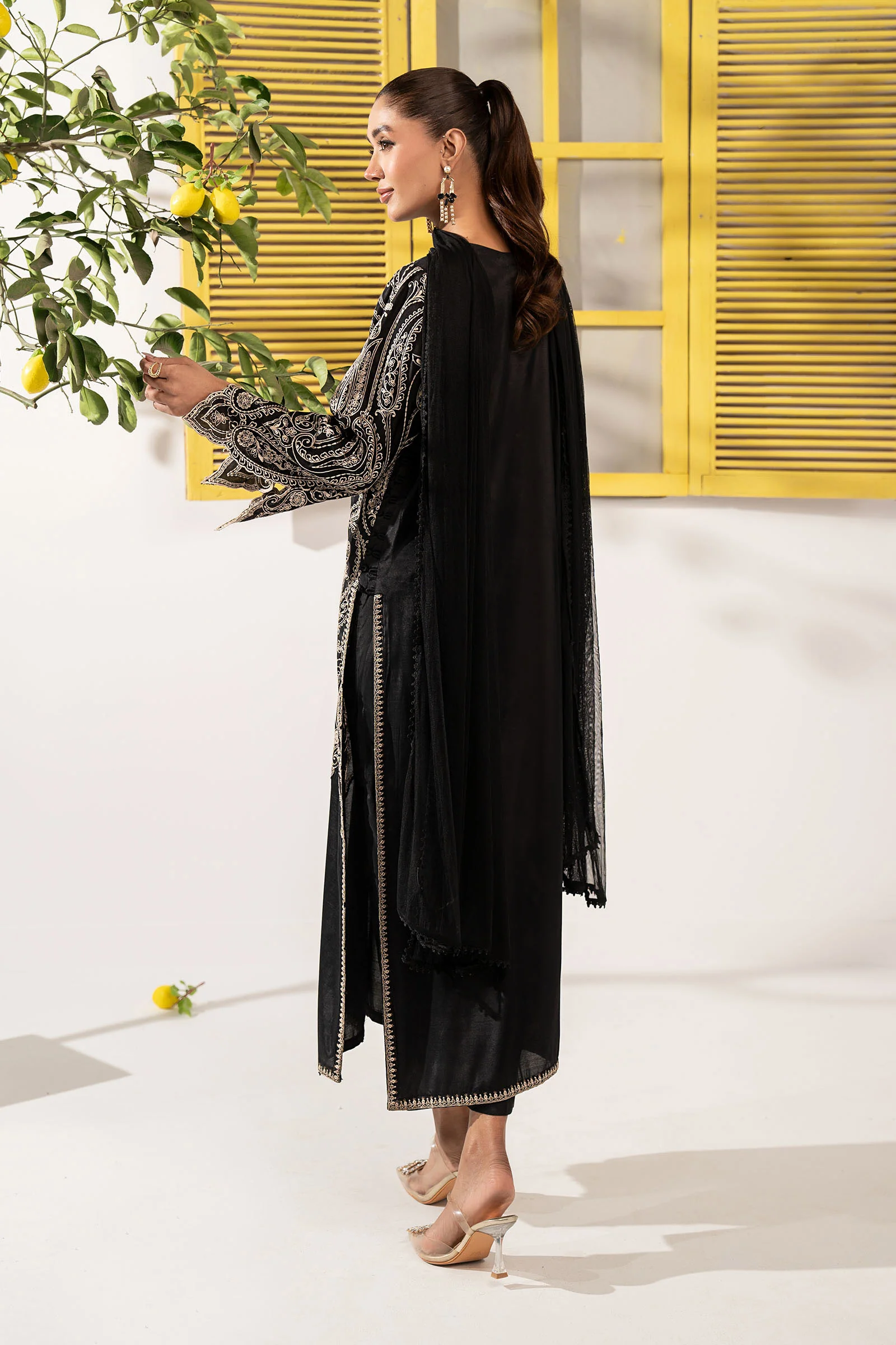 3 Piece Embroidered Raw Silk Suit - Image 7
