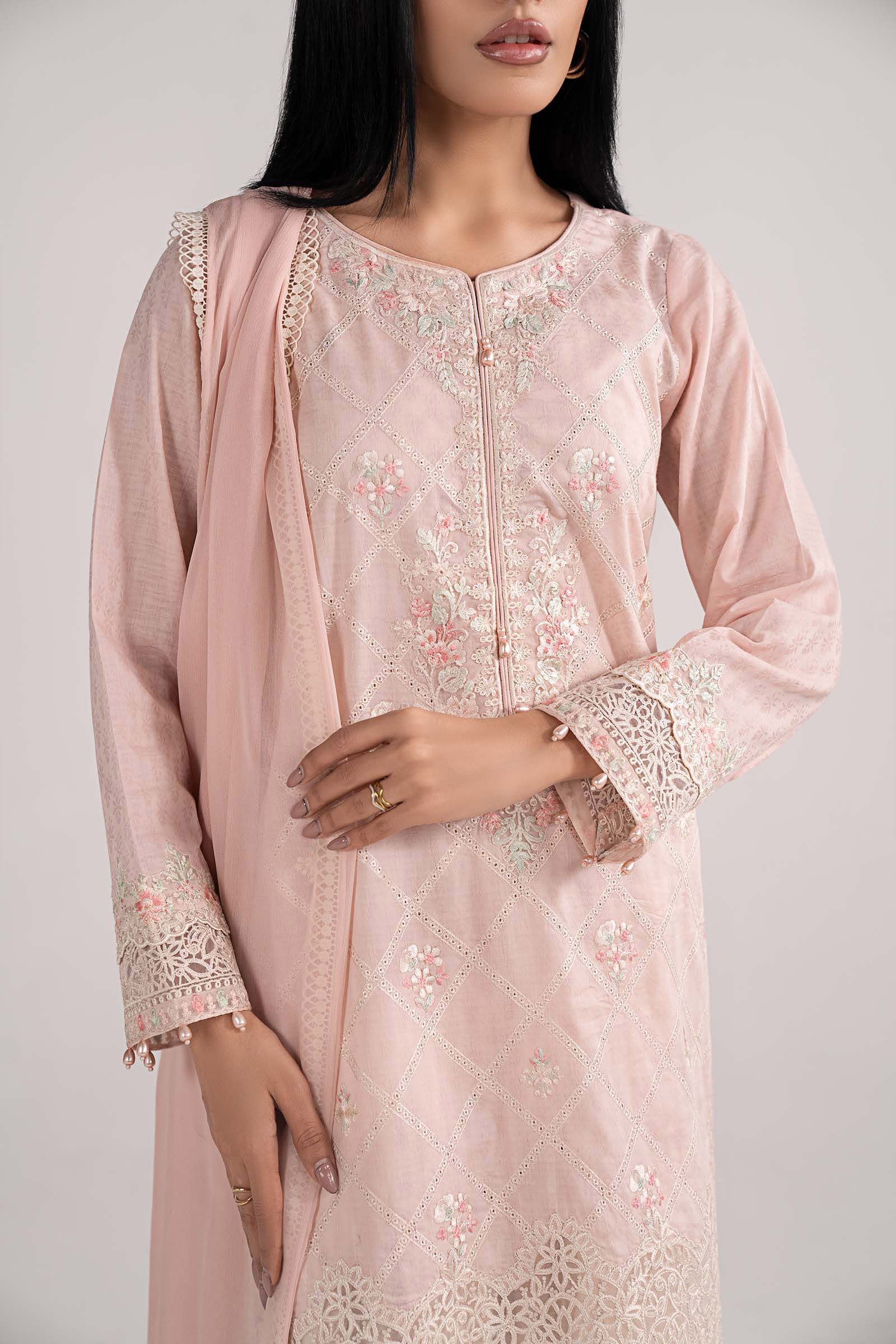 3 Piece Embroidered Dobby Lawn Suit - Image 4