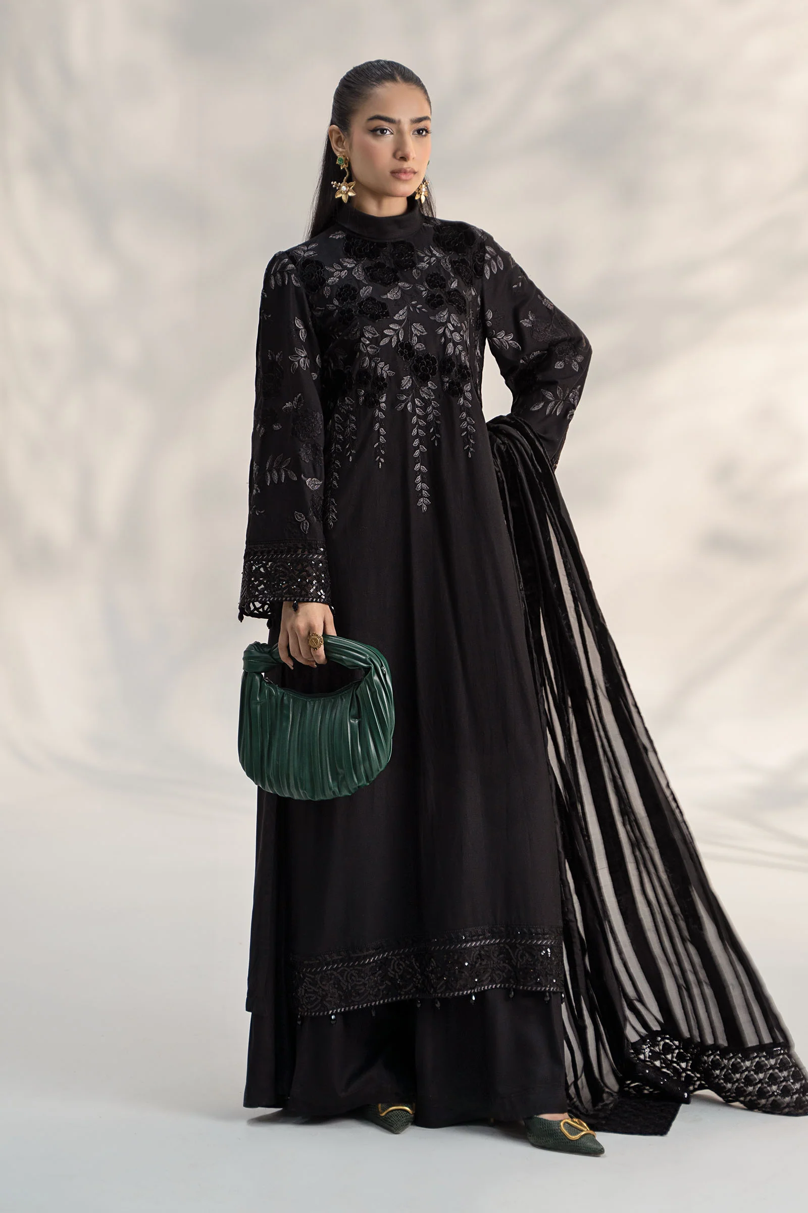 3 Piece Embroidered Linen Suit