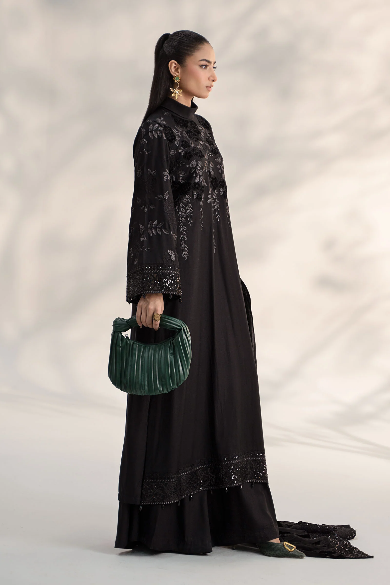 3 Piece Embroidered Linen Suit - Image 3