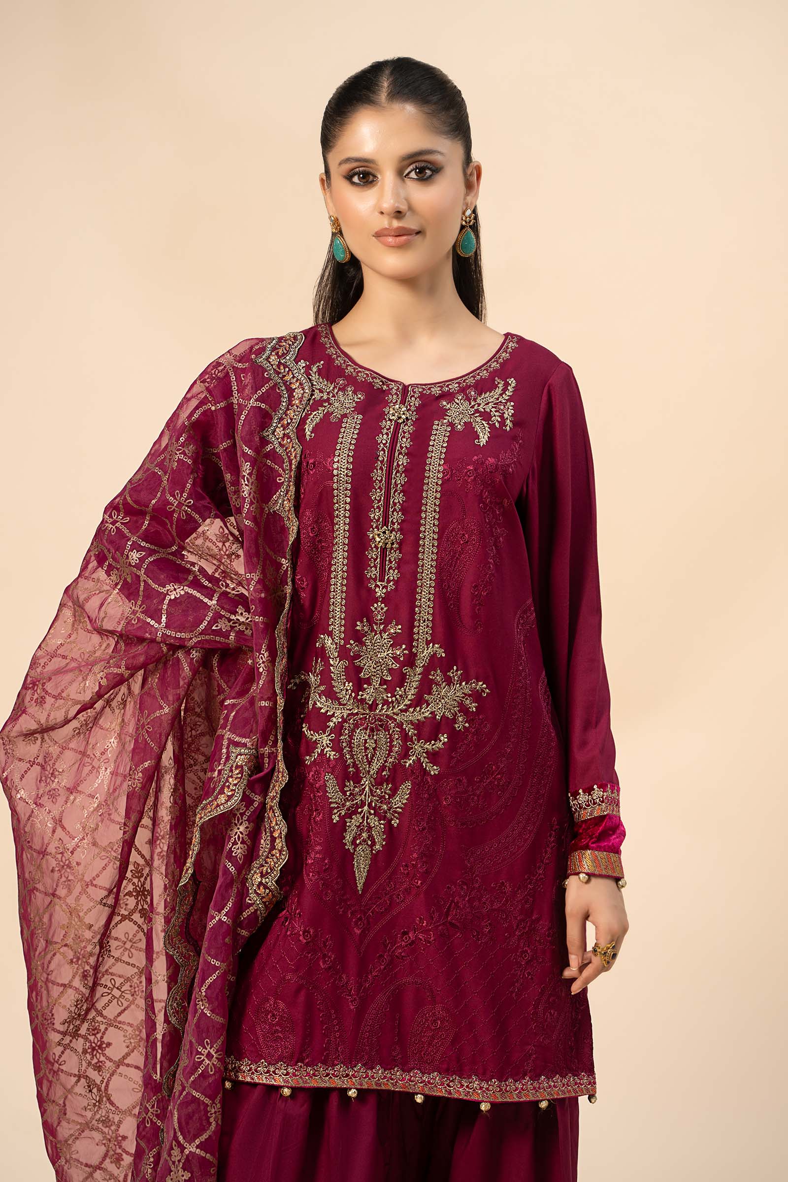 3 Piece Embroidered Linen Suit - Image 4