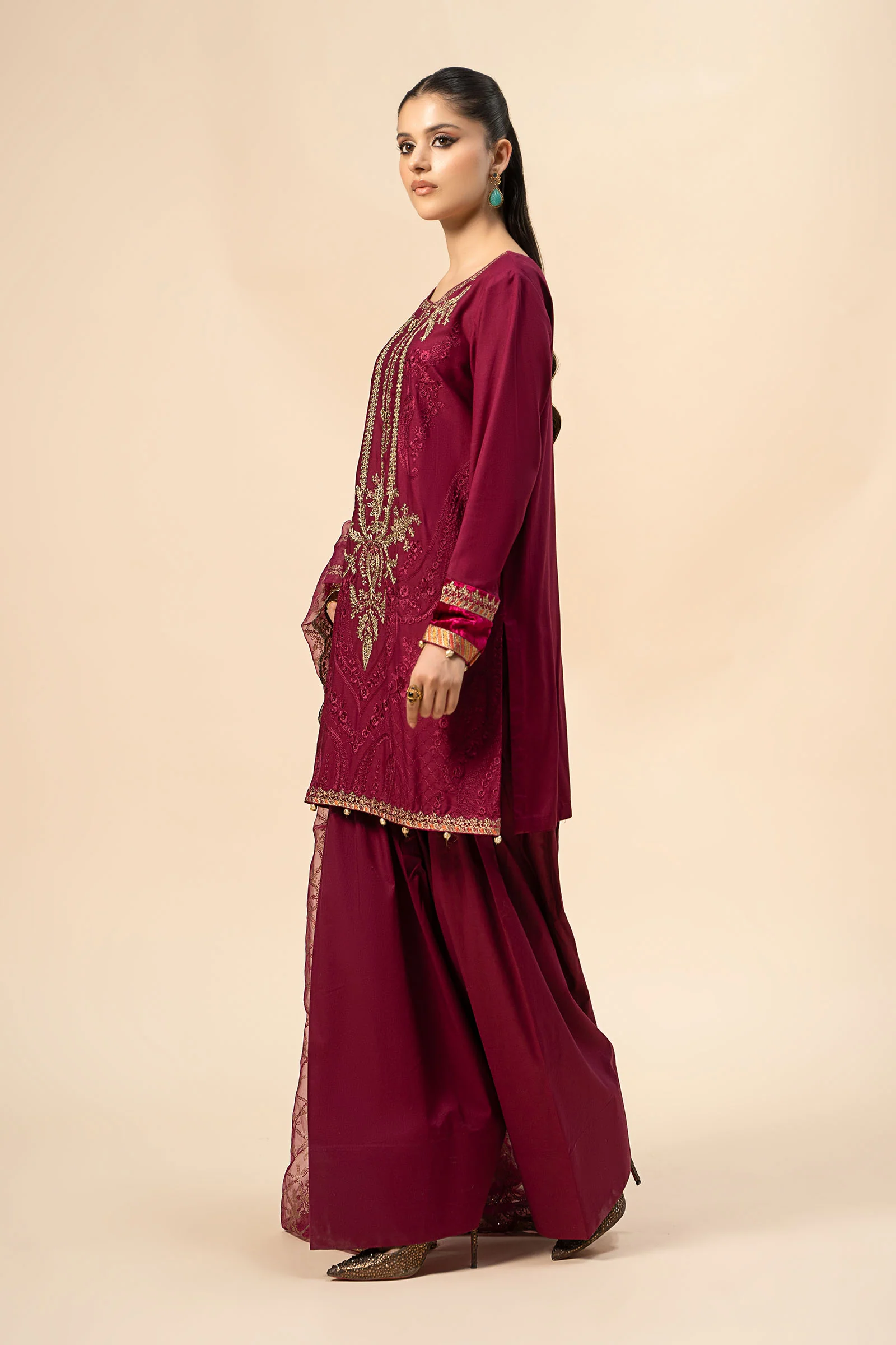 3 Piece Embroidered Linen Suit - Image 5
