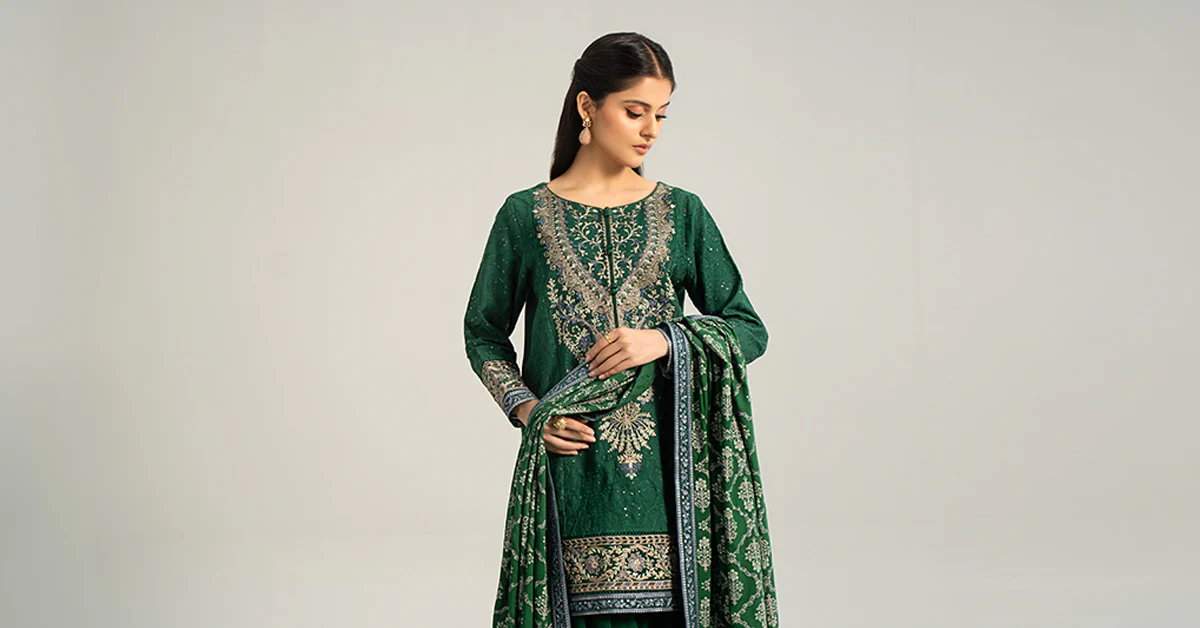 3 Piece Embroidered Khaddar Suit - Image 7
