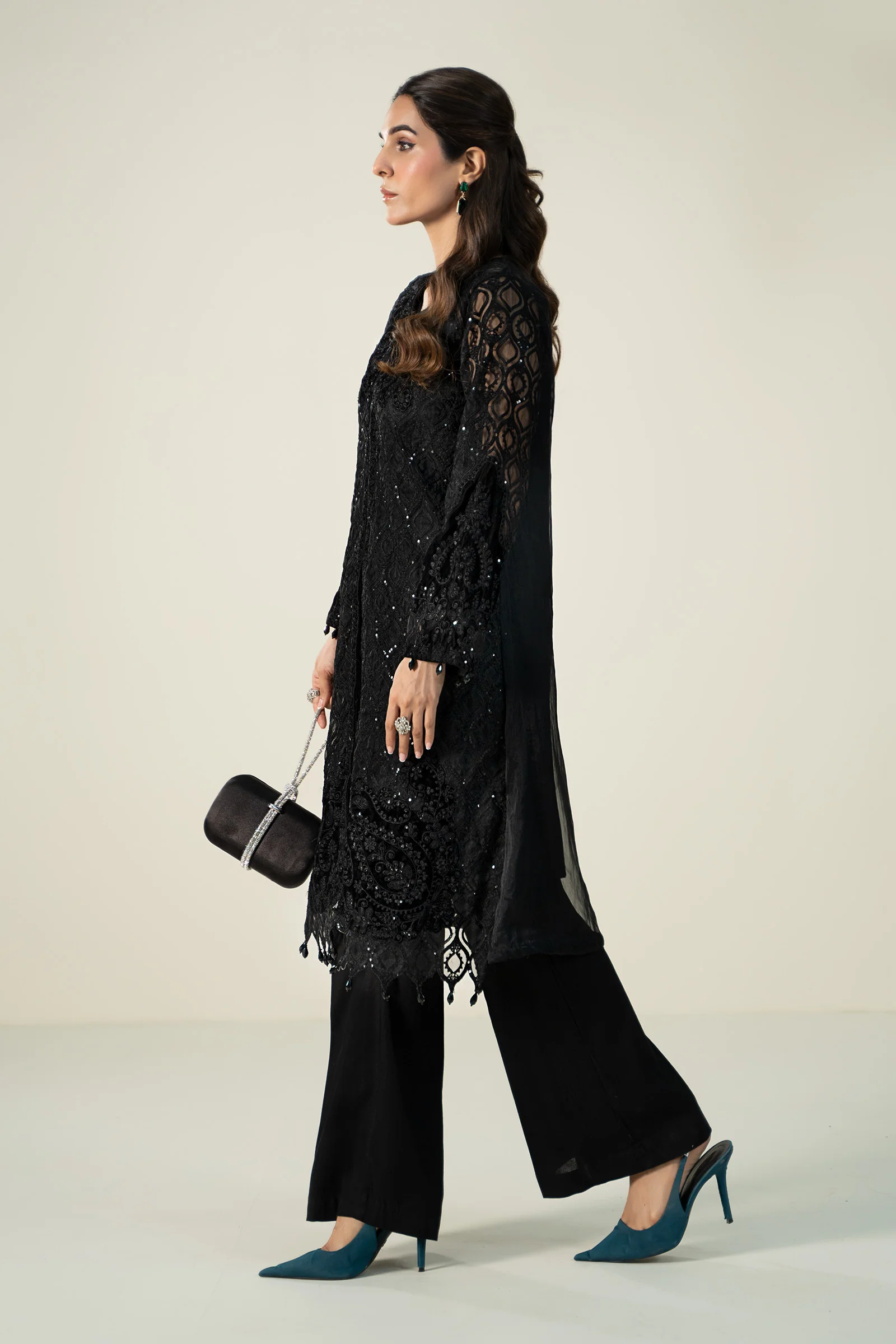 3 Piece Embroidered Organza Suit - Image 5