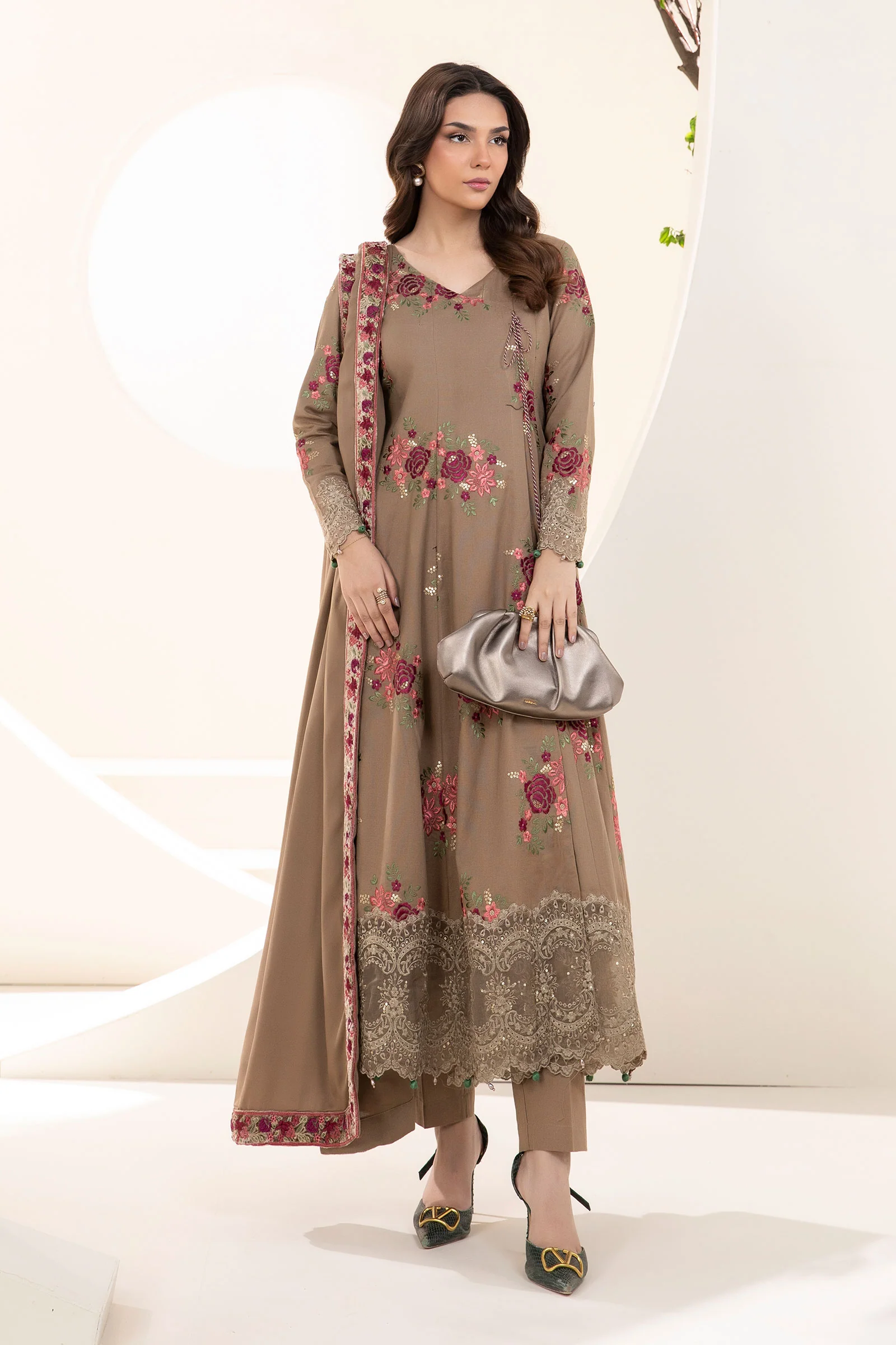 3 Piece Embroidered Khaddar Suit