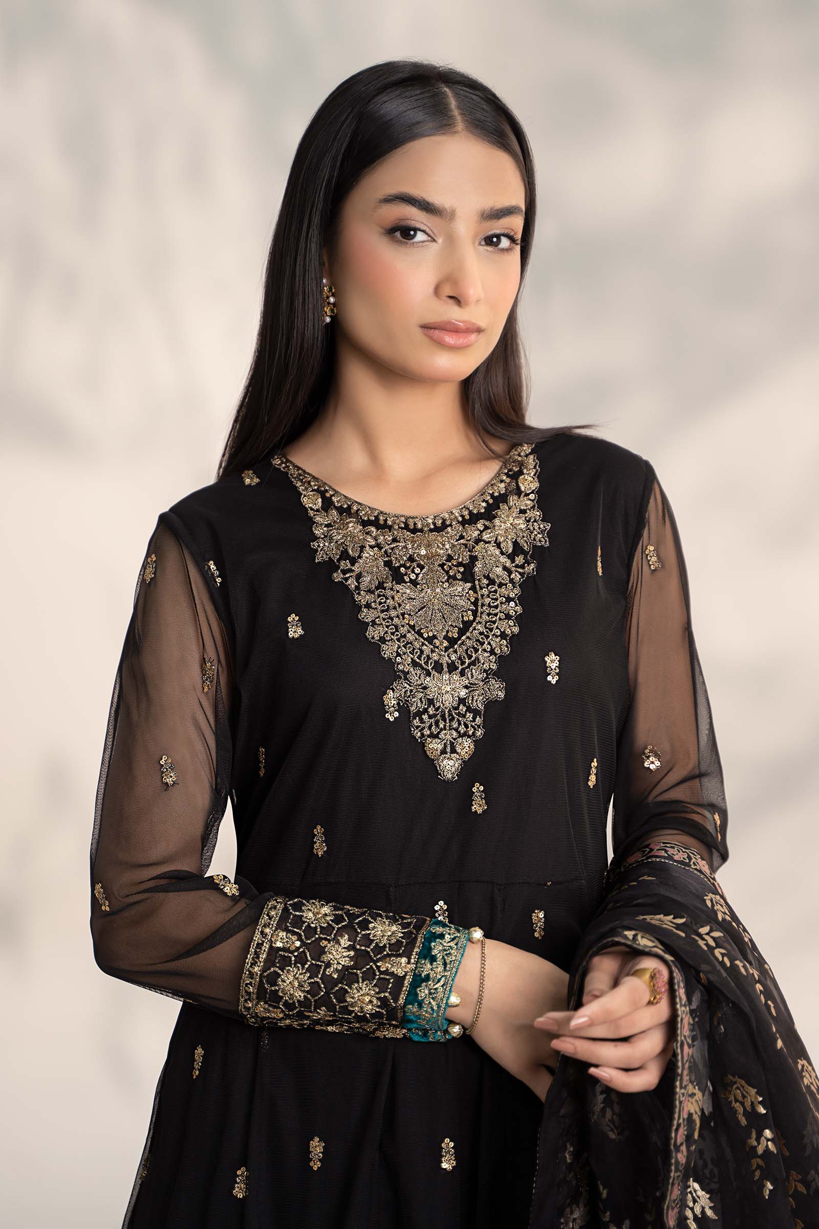 3 Piece Embroidered Linen Suit - Image 2