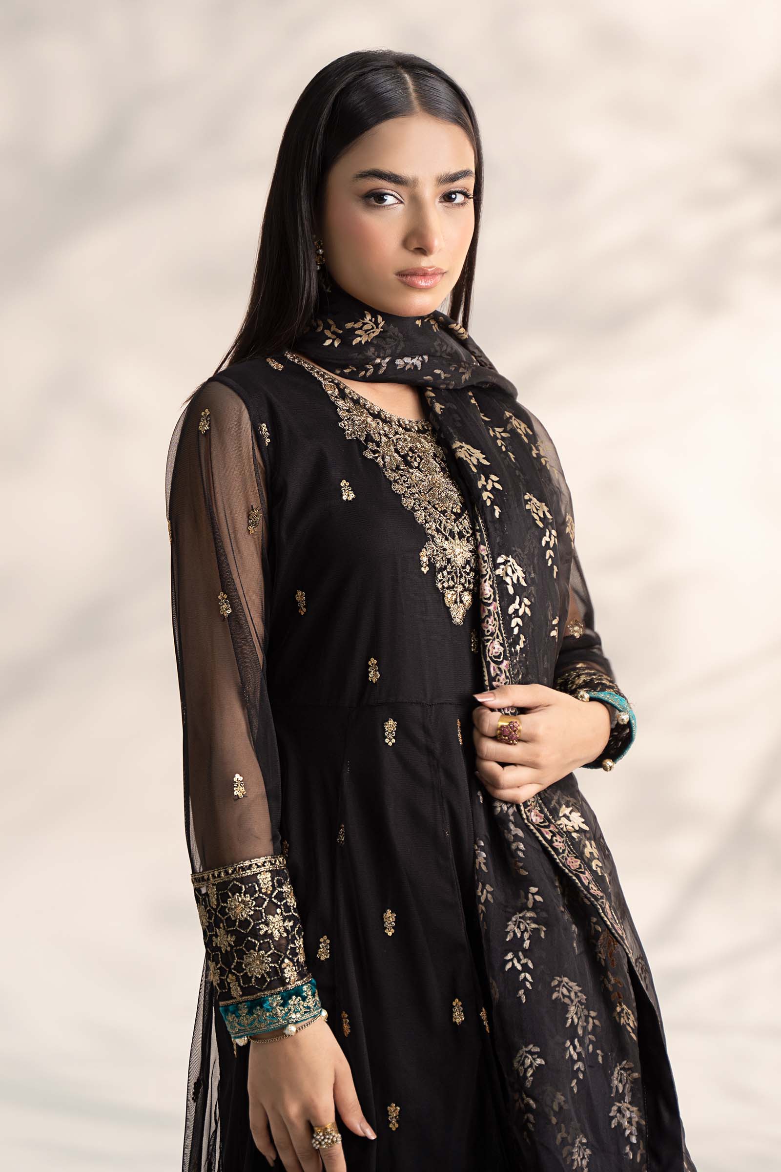 3 Piece Embroidered Linen Suit - Image 3