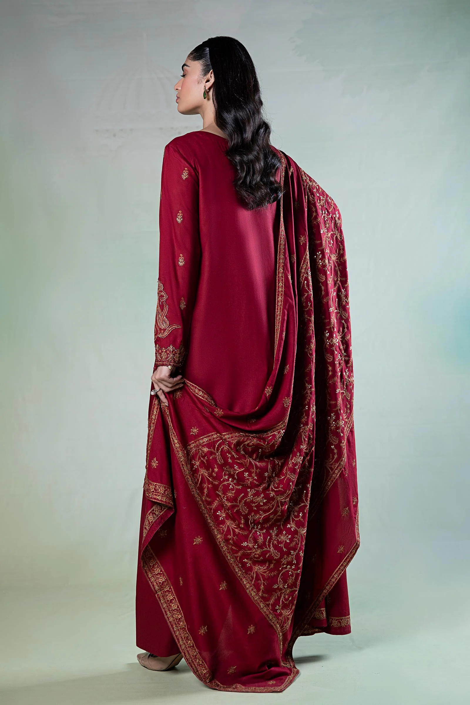 3 Piece Embroidered Linen Suit - Image 9