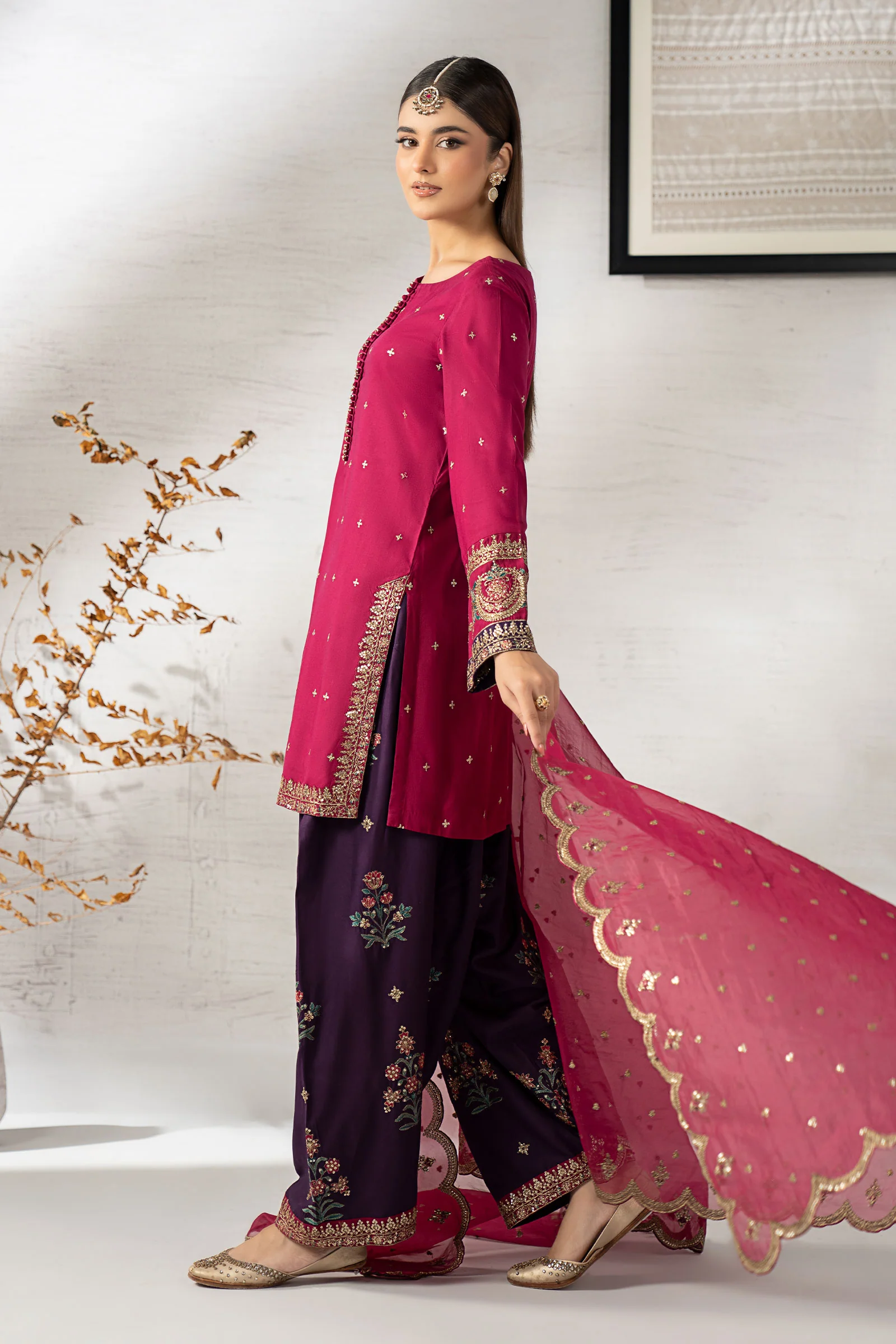 3 Piece Embroidered Linen Suit - Image 7