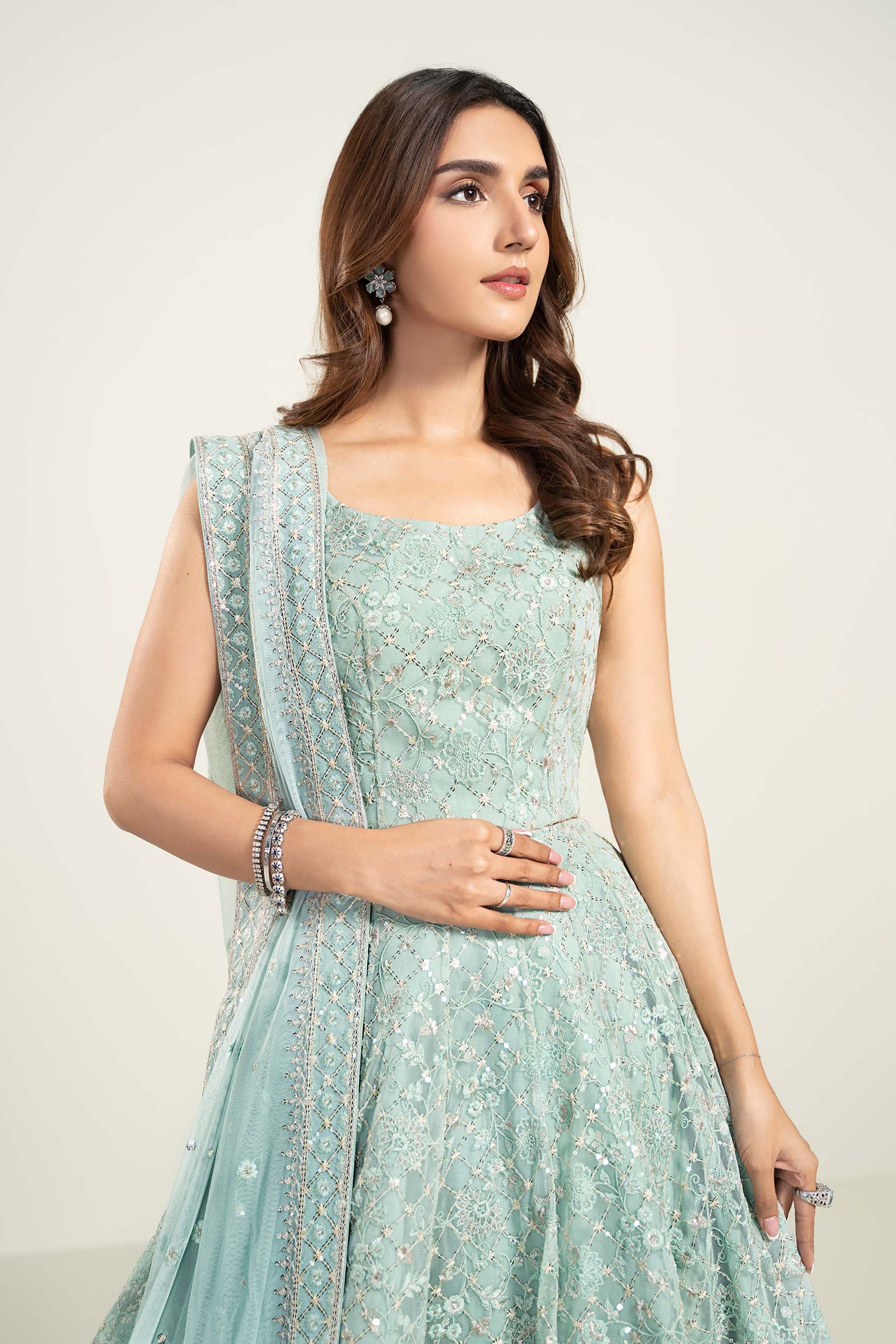 Embroidered Poly Net Fabric (2Pcs) | LF-706 - Image 2