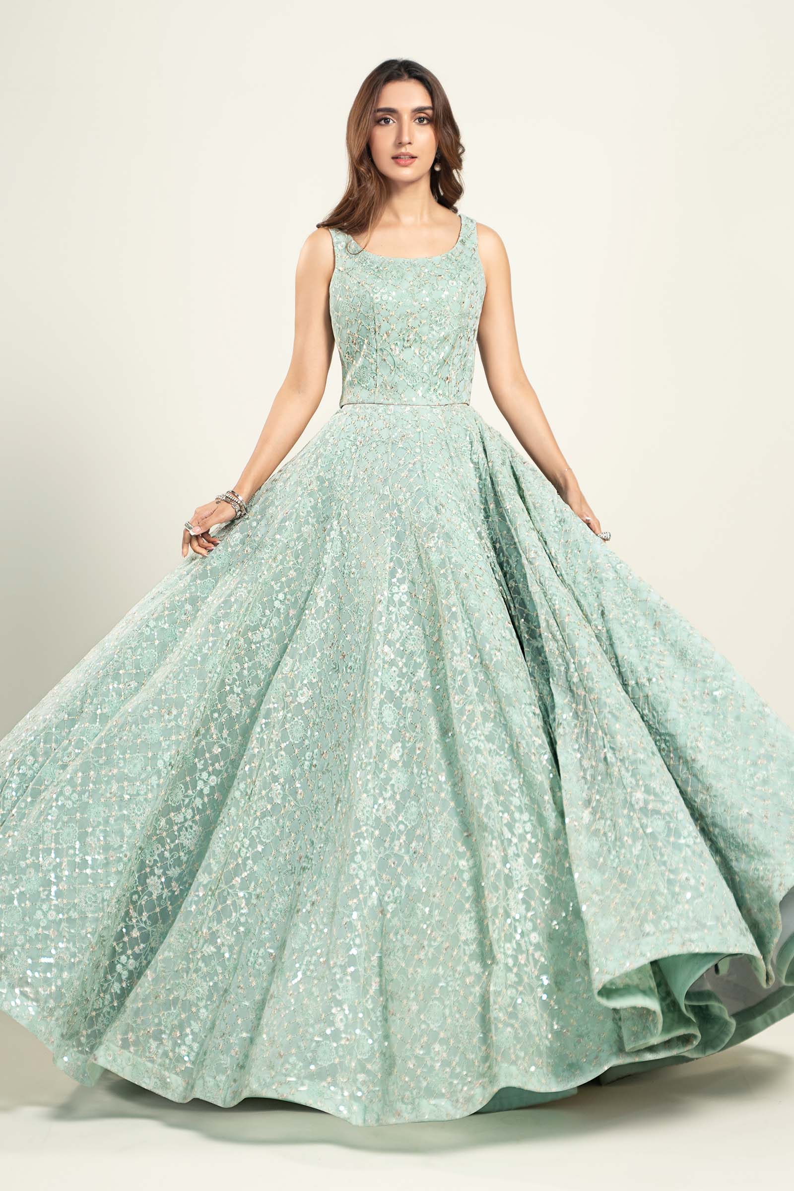 Embroidered Poly Net Fabric (2Pcs) | LF-706 - Image 3