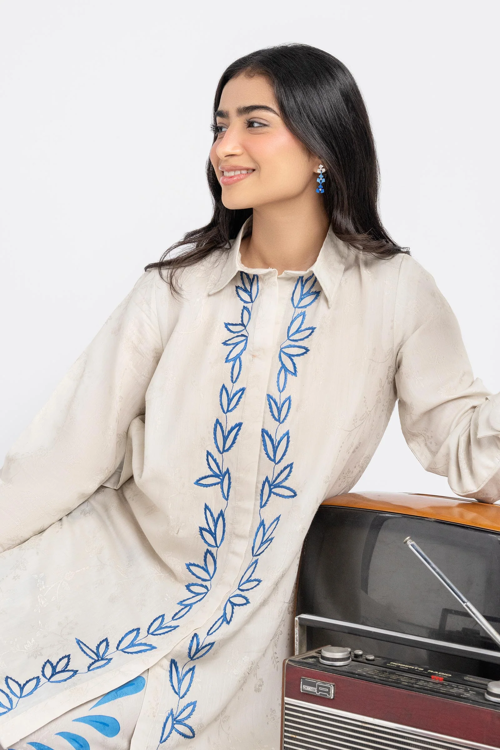 2 Pc Embroidered Dobby Viscose Suit - Image 2