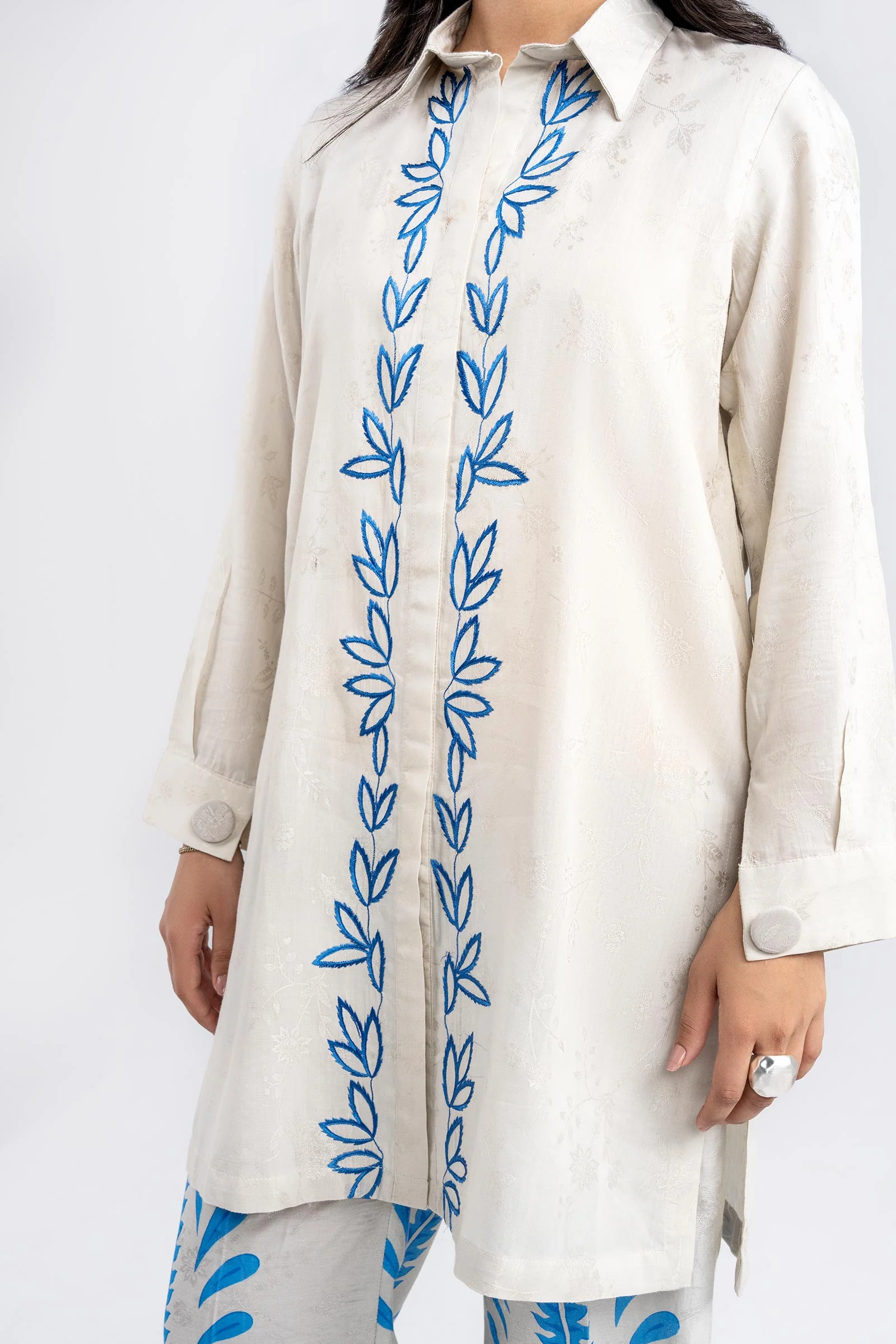 2 Pc Embroidered Dobby Viscose Suit - Image 3