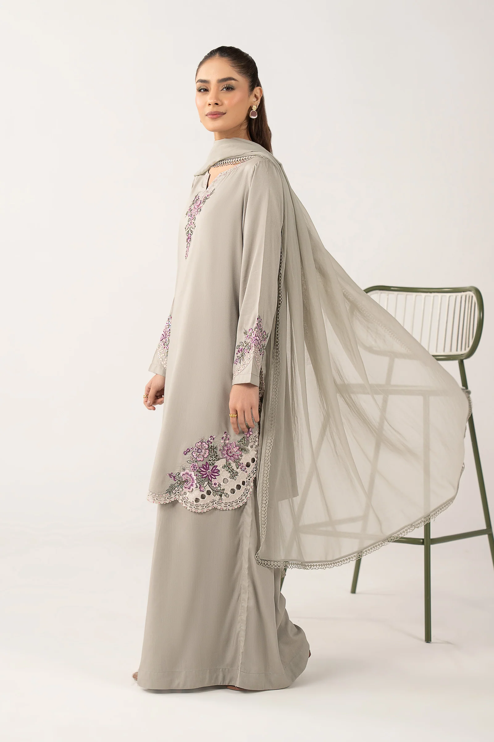 2 Pc Embroidered Arabic Lawn Suit - Image 6