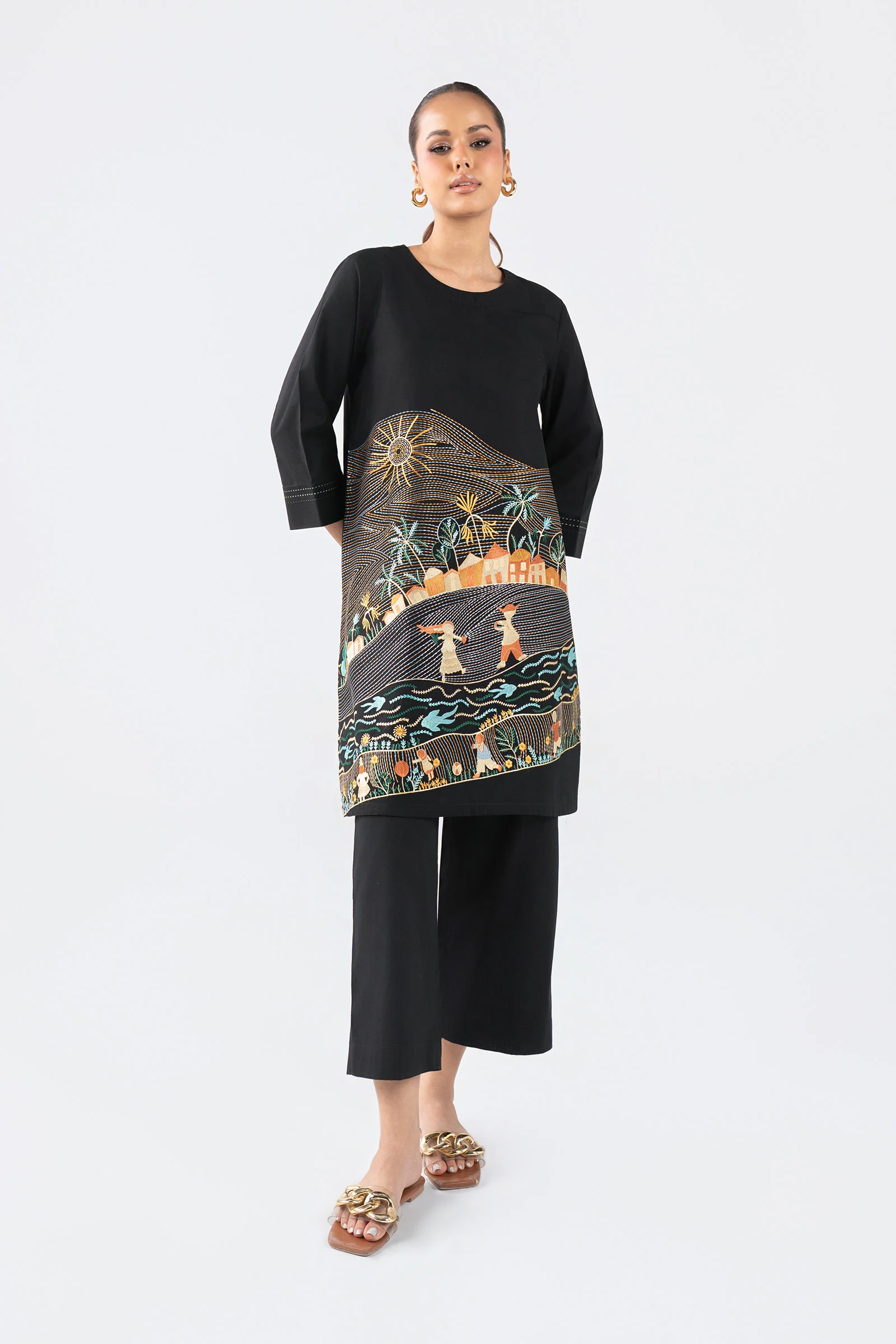 2 Pc Embroidered Crosshatch Suit