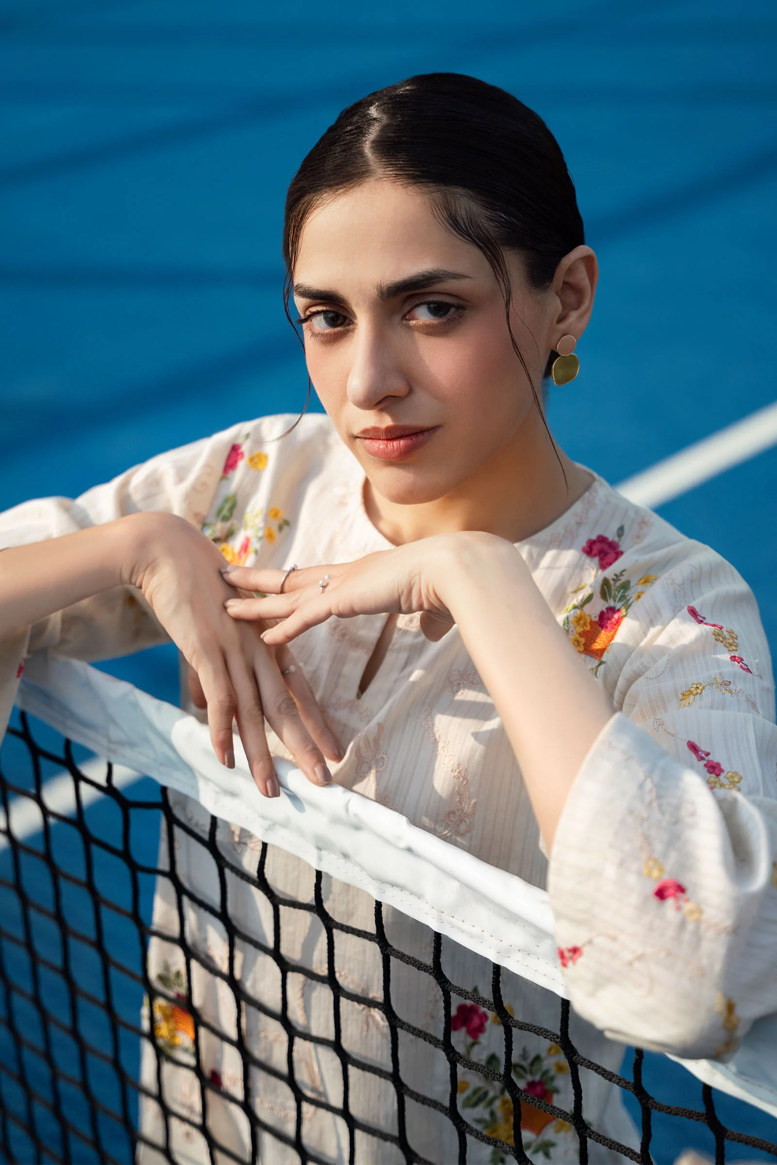 2 Pc Embroidered Cotton Stripe Suit - Image 4