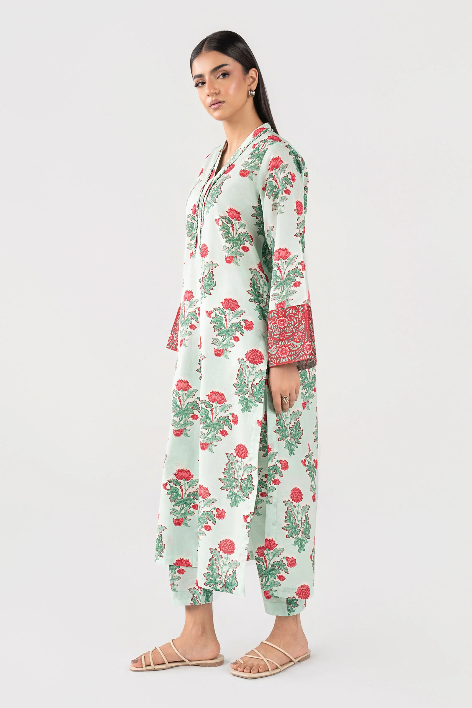 2 Pc Printed Slub Lawn Suit - Image 3