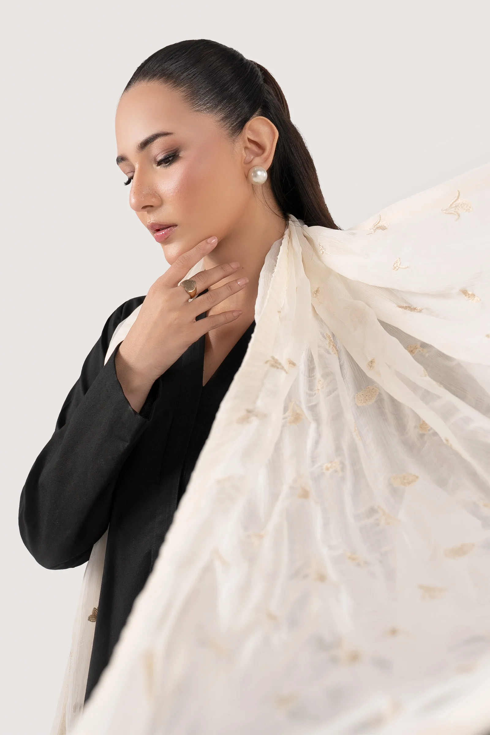 Embroidered Cationic Chiffon Dupatta - Image 3